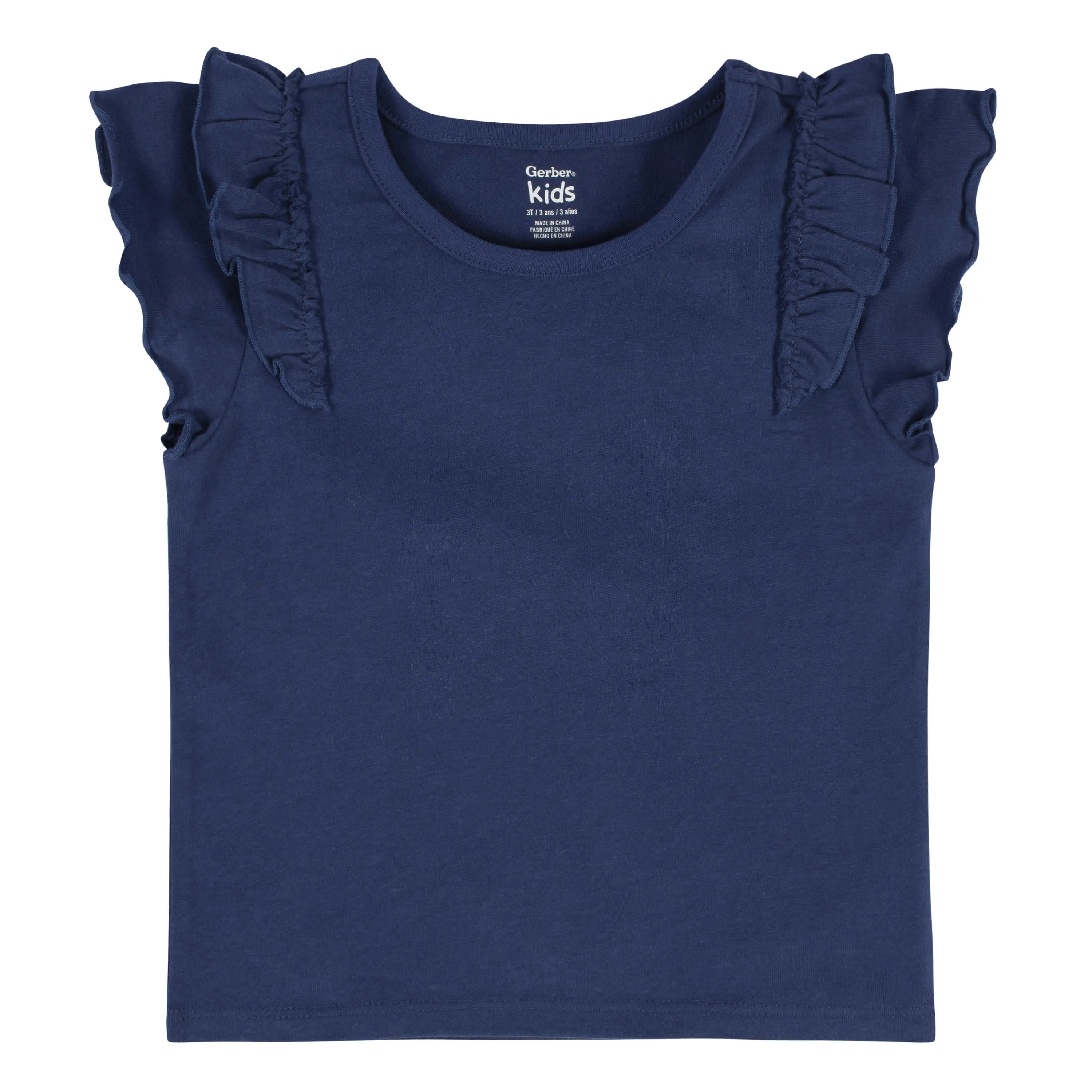 2-Pack Infant Girls Blue Double Ruffle Tops Gerber Childrenswea