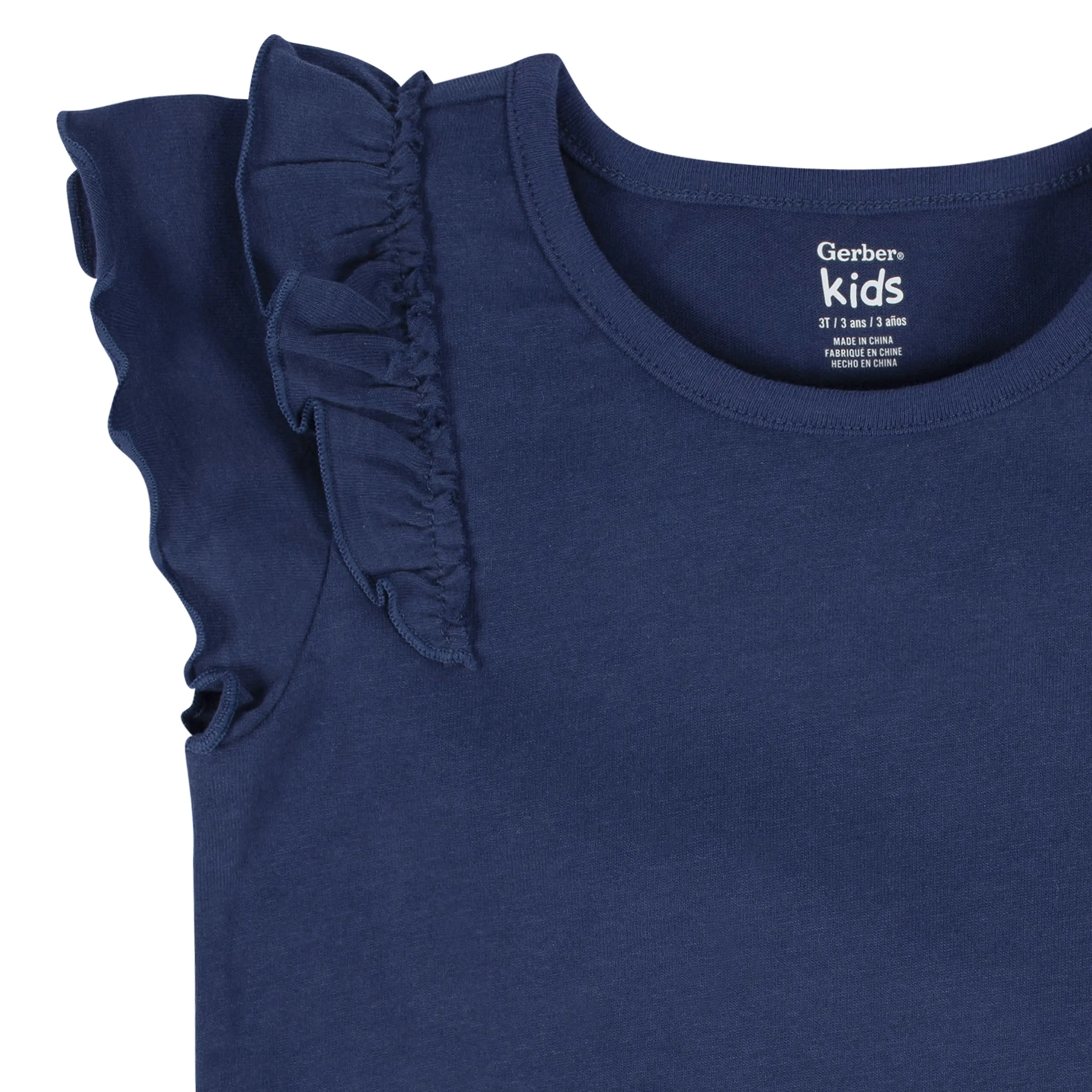 2-Pack Infant Girls Blue Double Ruffle Tops Gerber Childrenswea