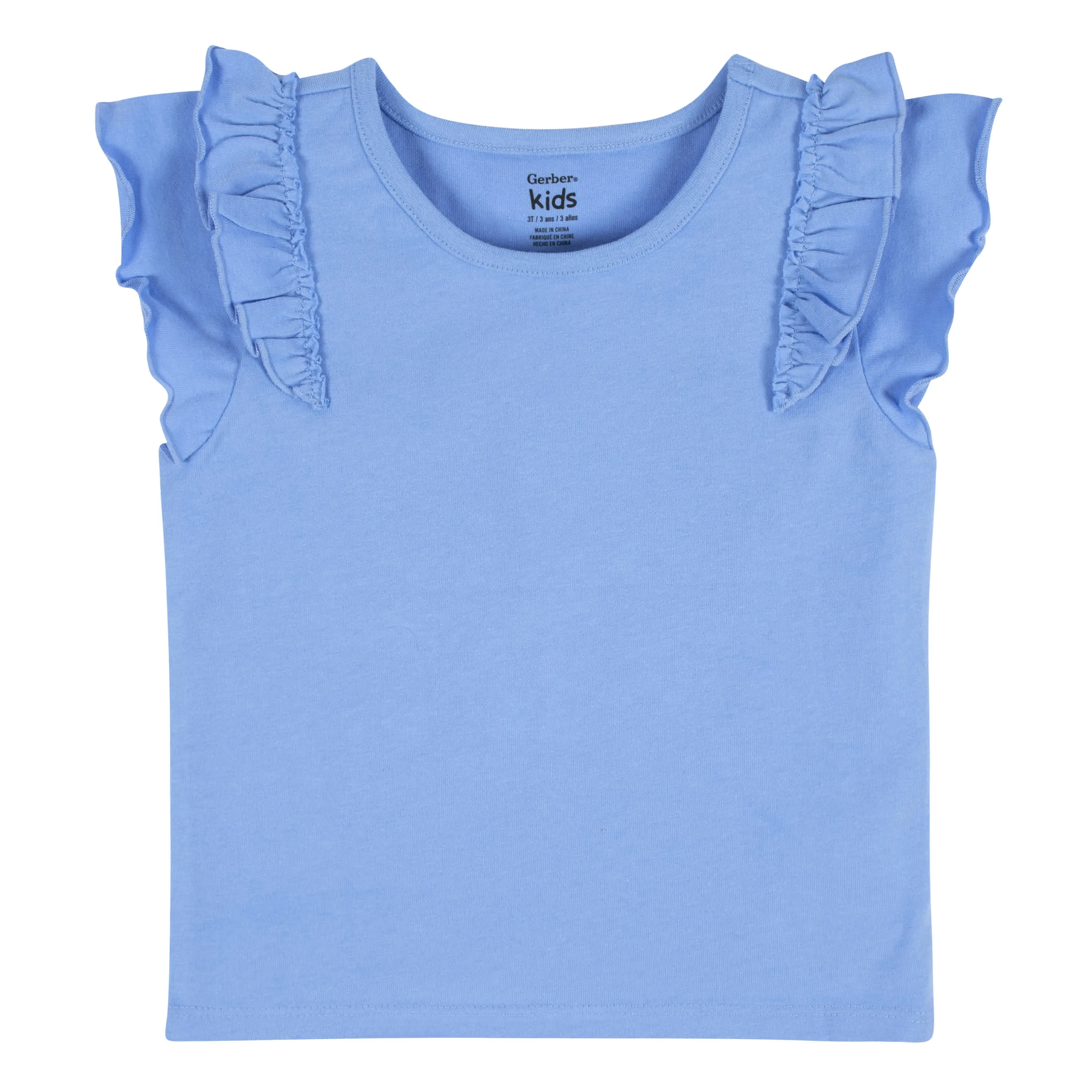 2-Pack Infant Girls Blue Double Ruffle Tops Gerber Childrenswea