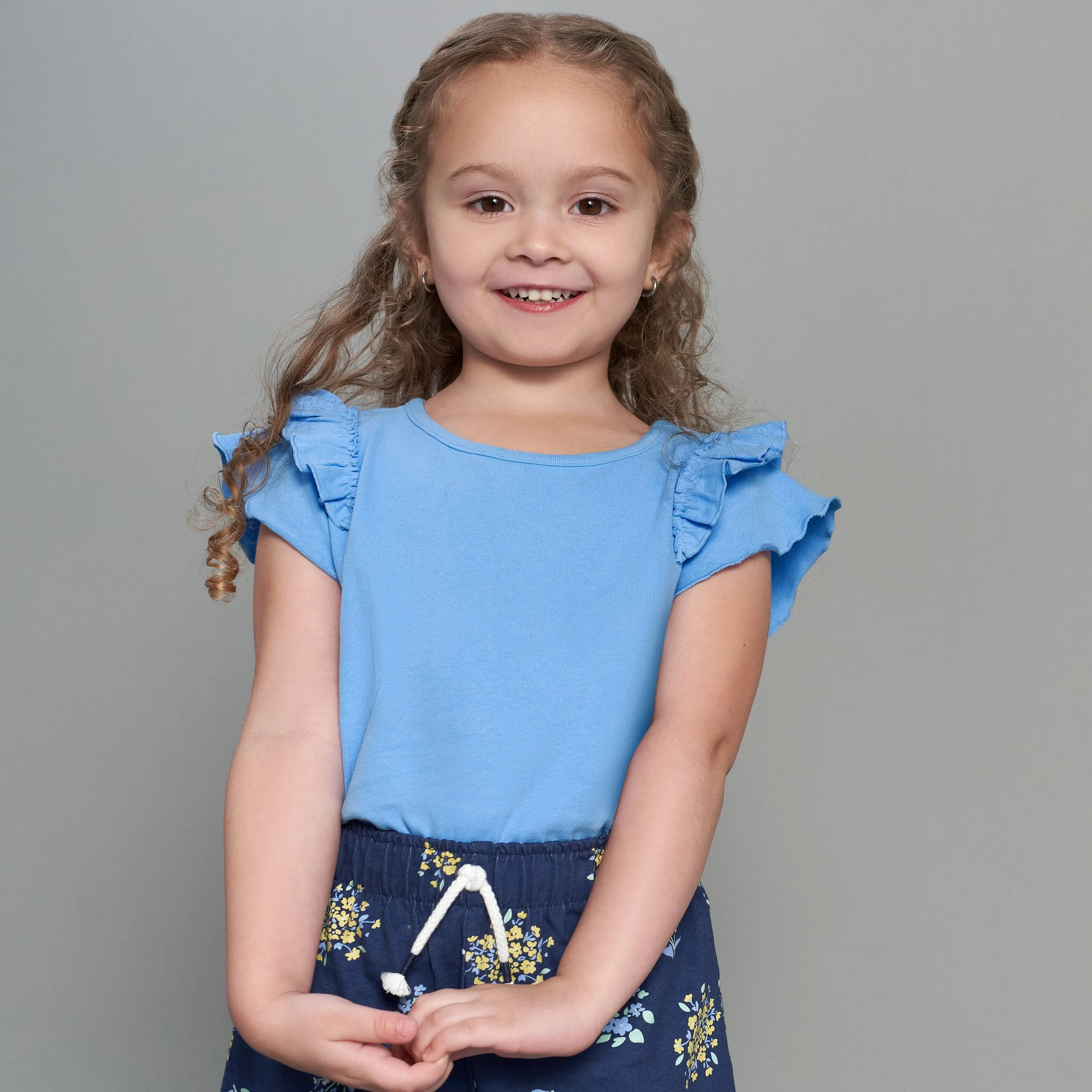 2-Pack Infant Girls Blue Double Ruffle Tops Gerber Childrenswea