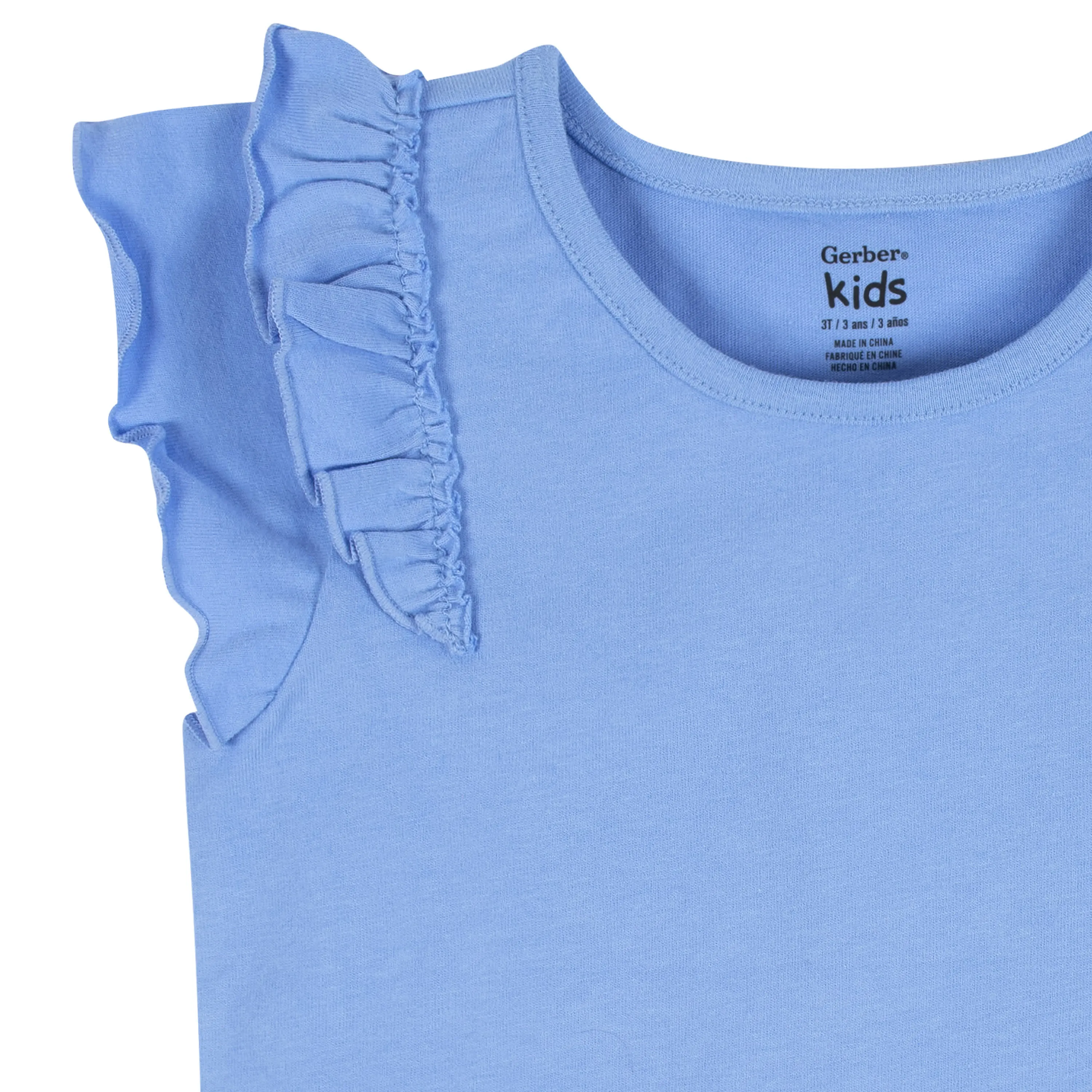 2-Pack Infant Girls Blue Double Ruffle Tops Gerber Childrenswea