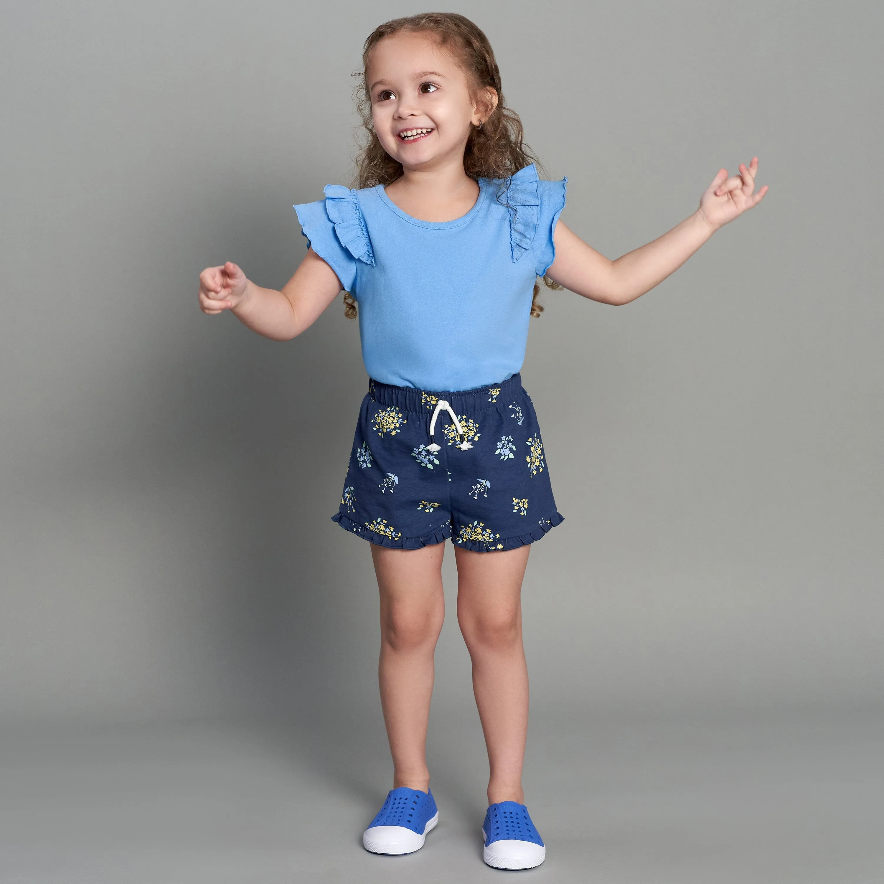 2-Pack Infant Girls Blue Double Ruffle Tops Gerber Childrenswea