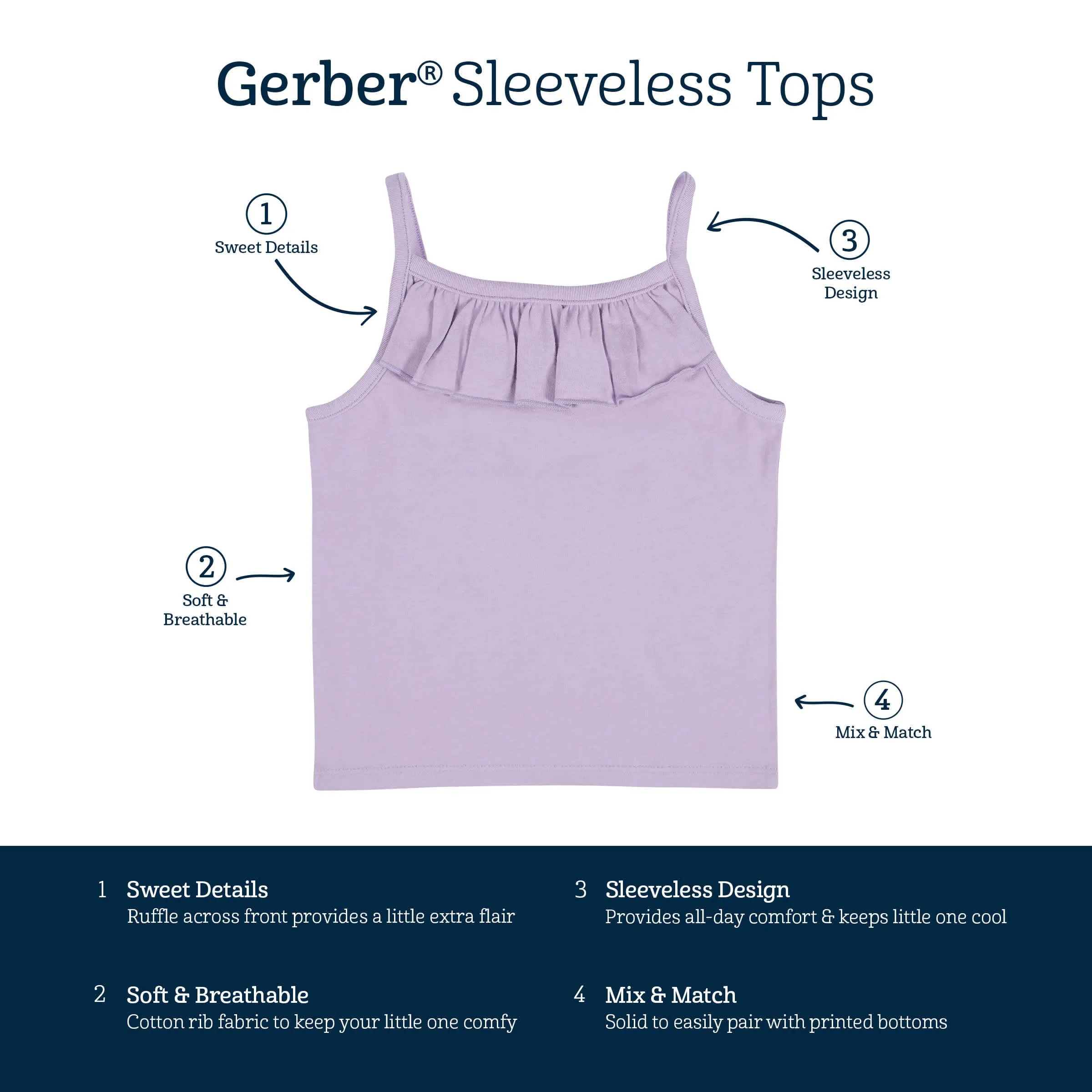2-Pack Infant Girls Pink & Purple Sleeveless Tops Gerber Childrenswea