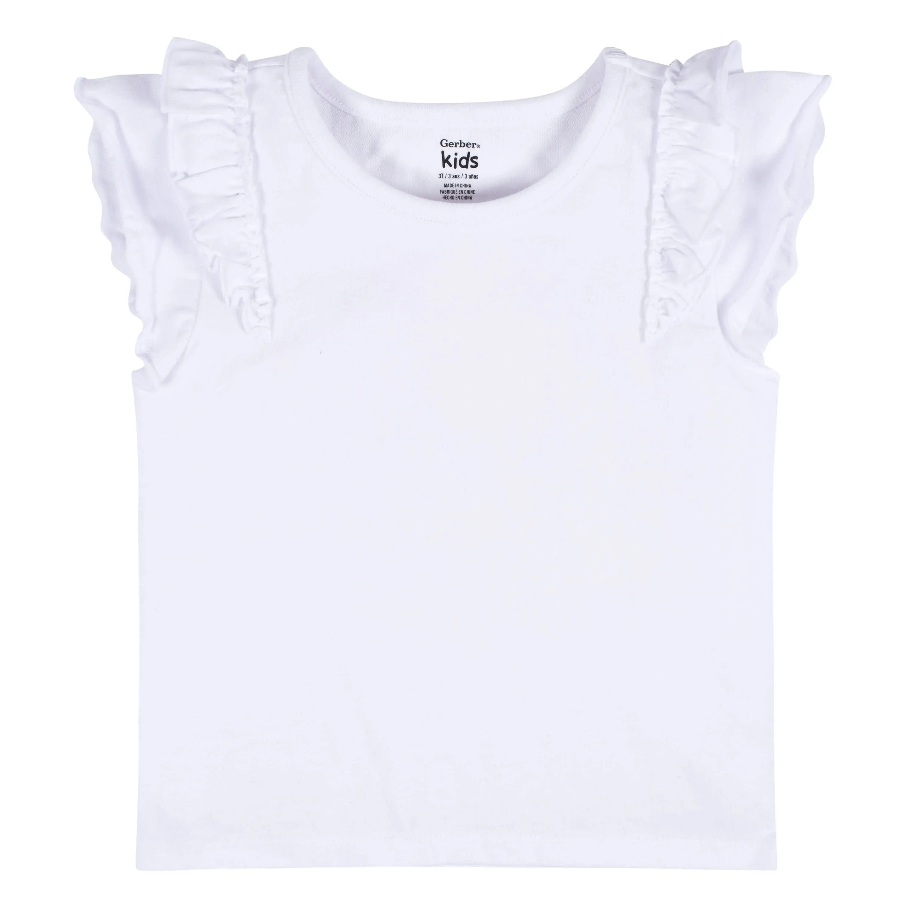 2-Pack Infant Girls Pink & White Double Ruffle Tops, 12M Gerber Childrenswea