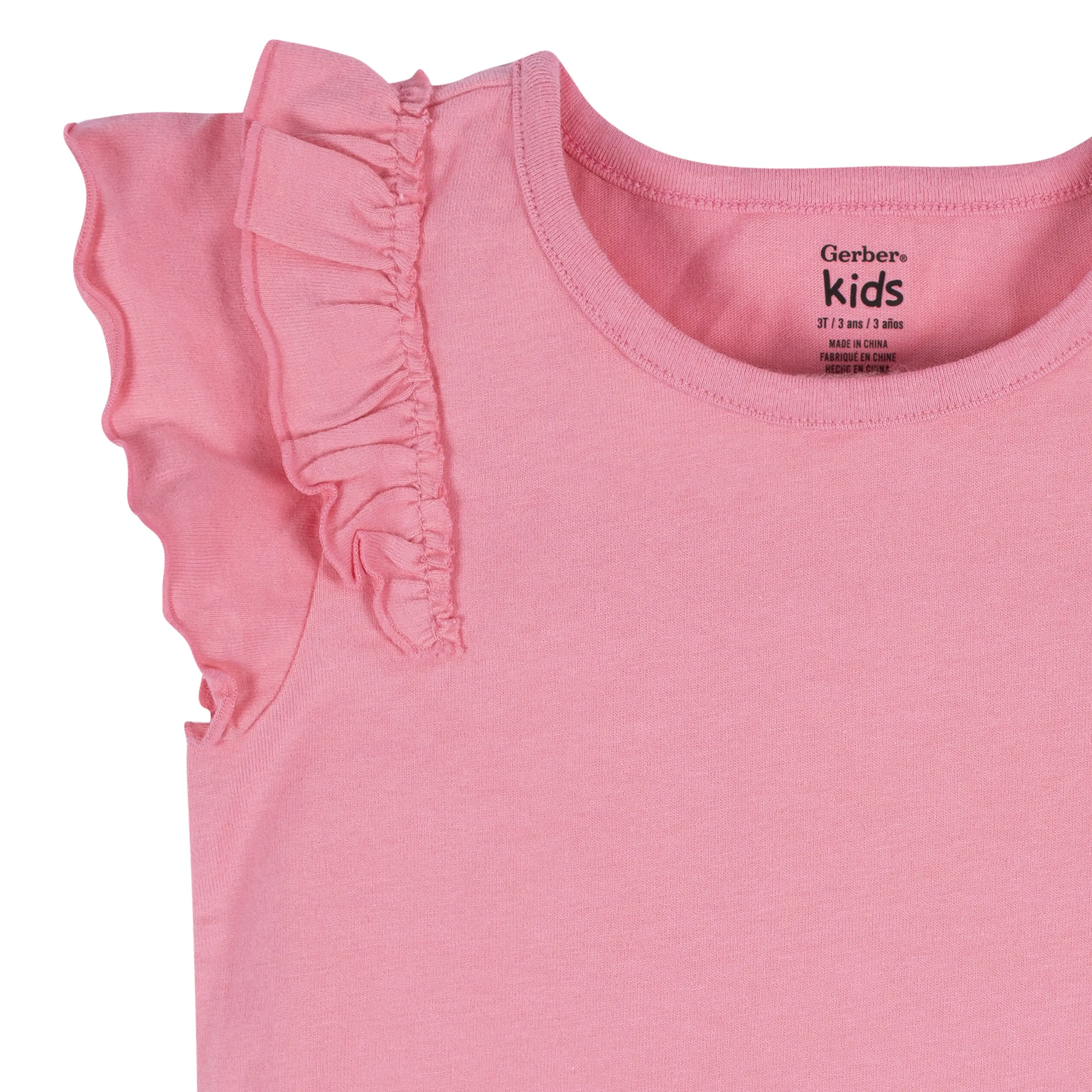2-Pack Infant Girls Pink & White Double Ruffle Tops, 12M Gerber Childrenswea