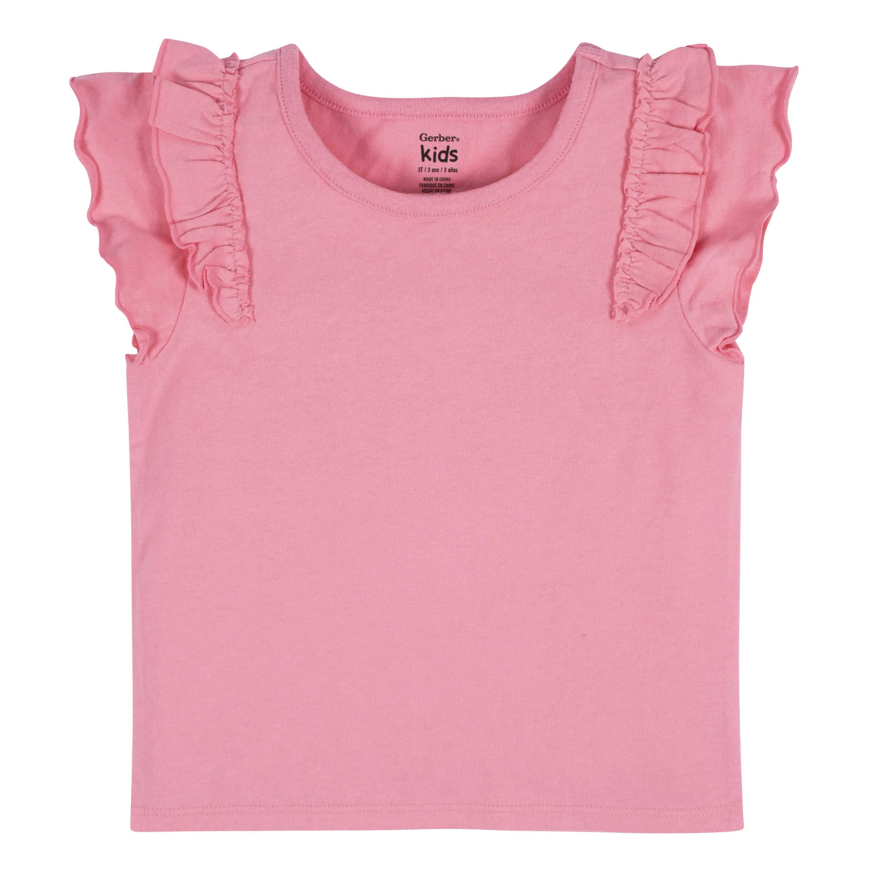 2-Pack Infant Girls Pink & White Double Ruffle Tops, 12M Gerber Childrenswea