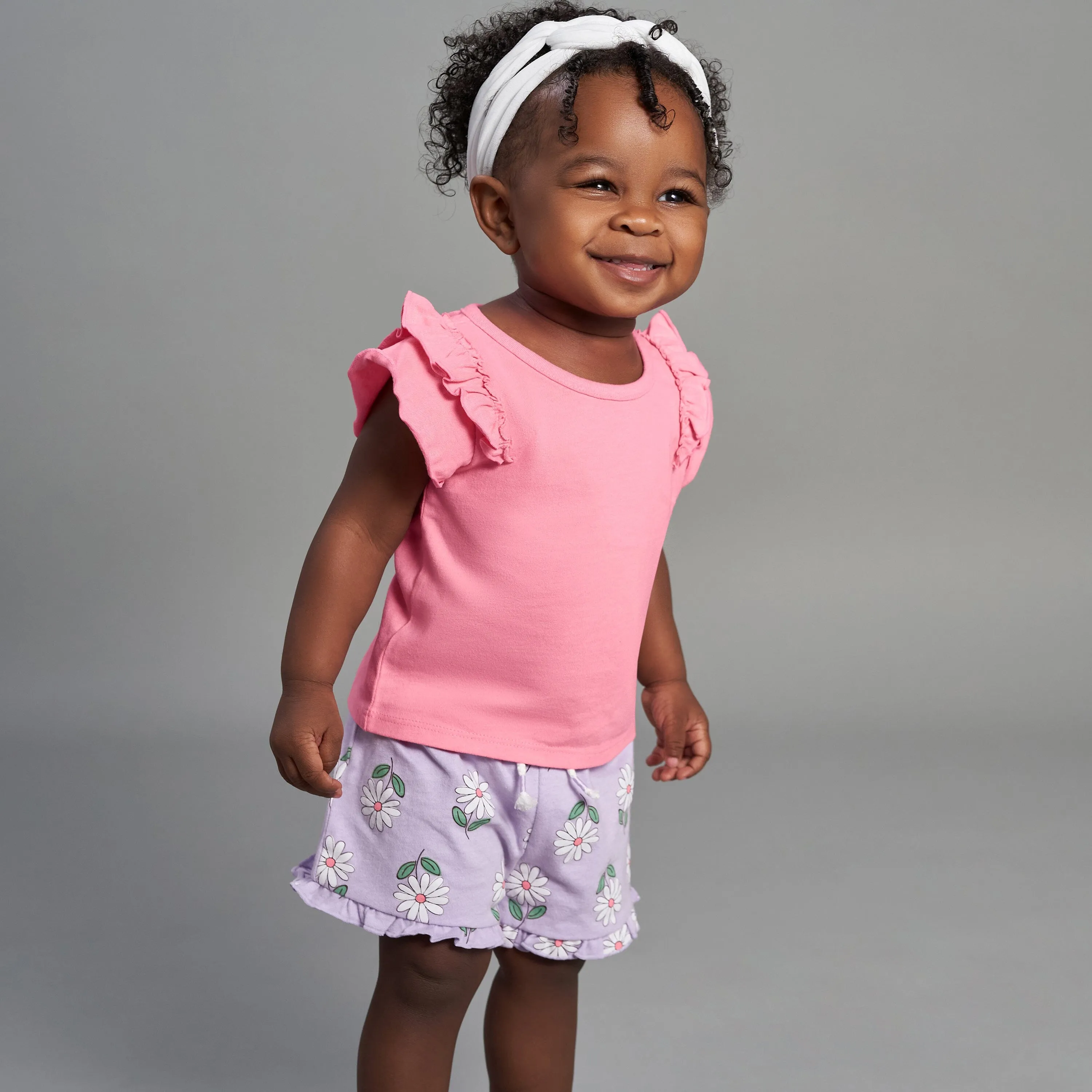 2-Pack Infant Girls Pink & White Double Ruffle Tops, 12M Gerber Childrenswea