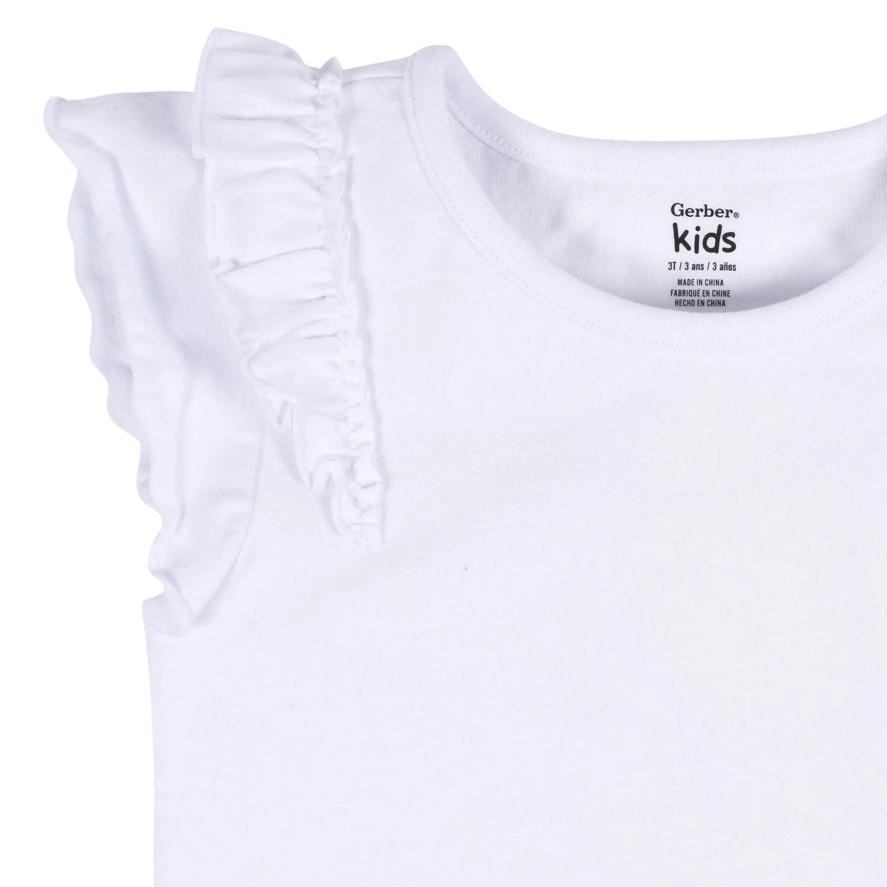 2-Pack Infant Girls Pink & White Double Ruffle Tops, 12M Gerber Childrenswea
