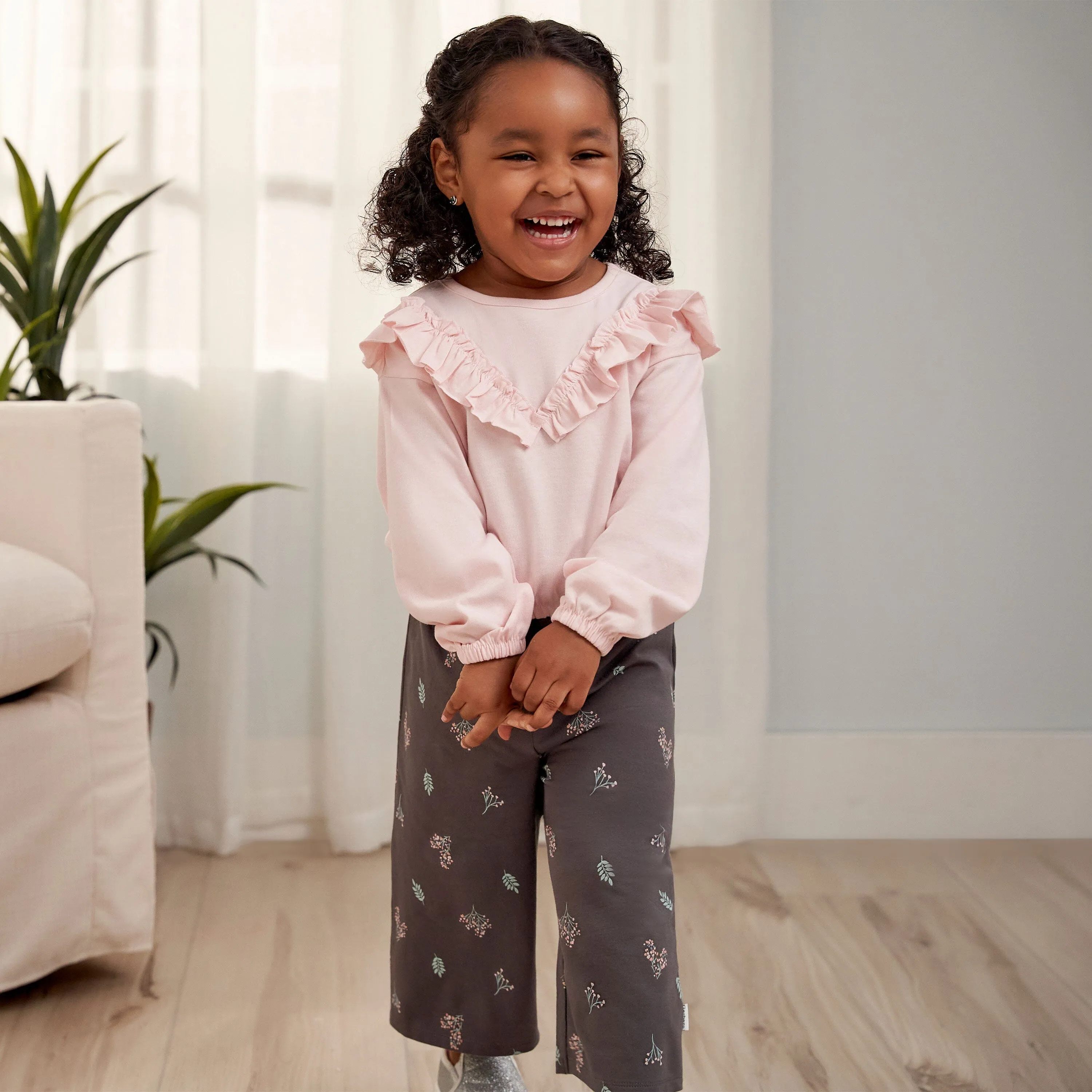 3-Piece Toddler Girls Pink/Brown Tops and Pants Gerber Childrenswea