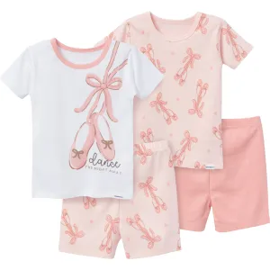 4-Piece Infant & Toddler Girls Ballet Slippers Top and Shorts Pajama Set Gerber Childrenswea