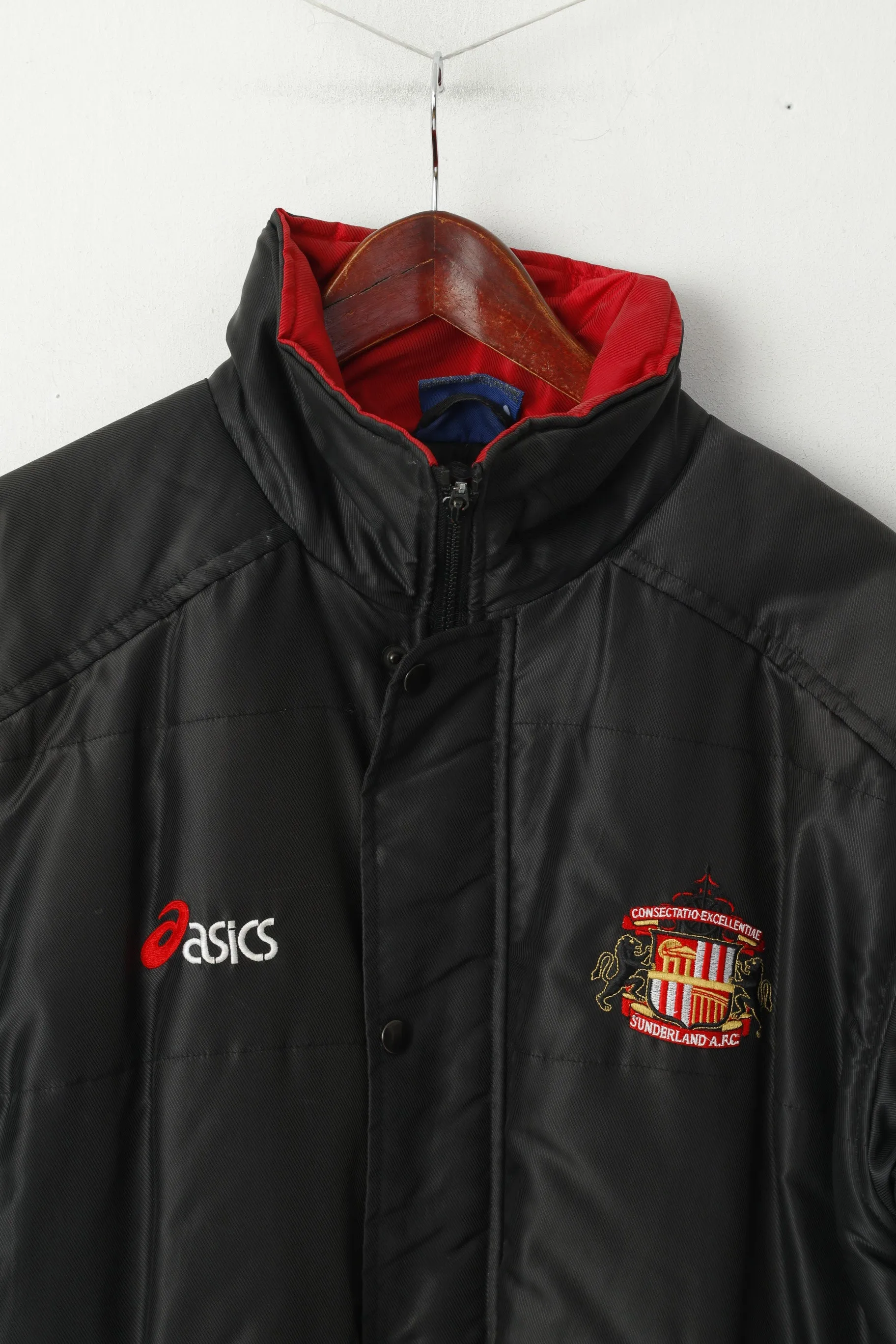 Asics Sunderland A.F.C Men M Jacket Black Padded Nylon Waterproof Football Top