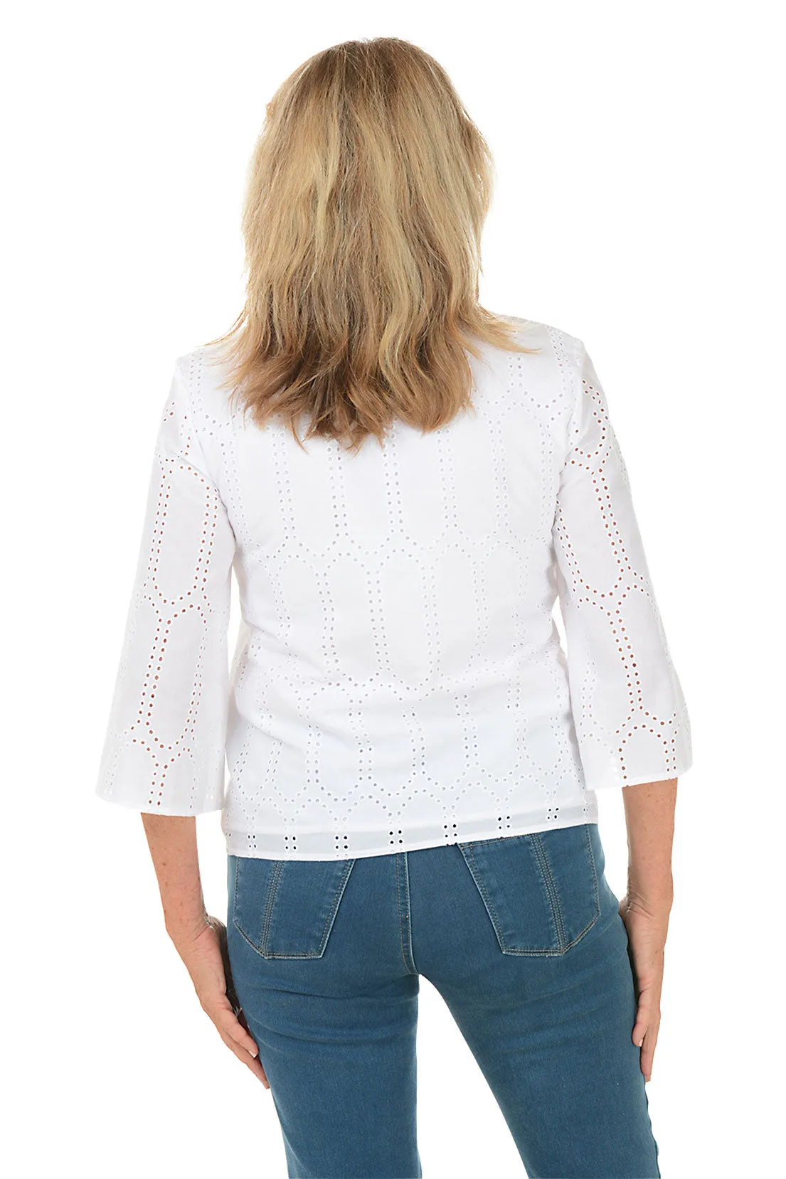 Bell Sleeve Eyelet Fabric Shirt