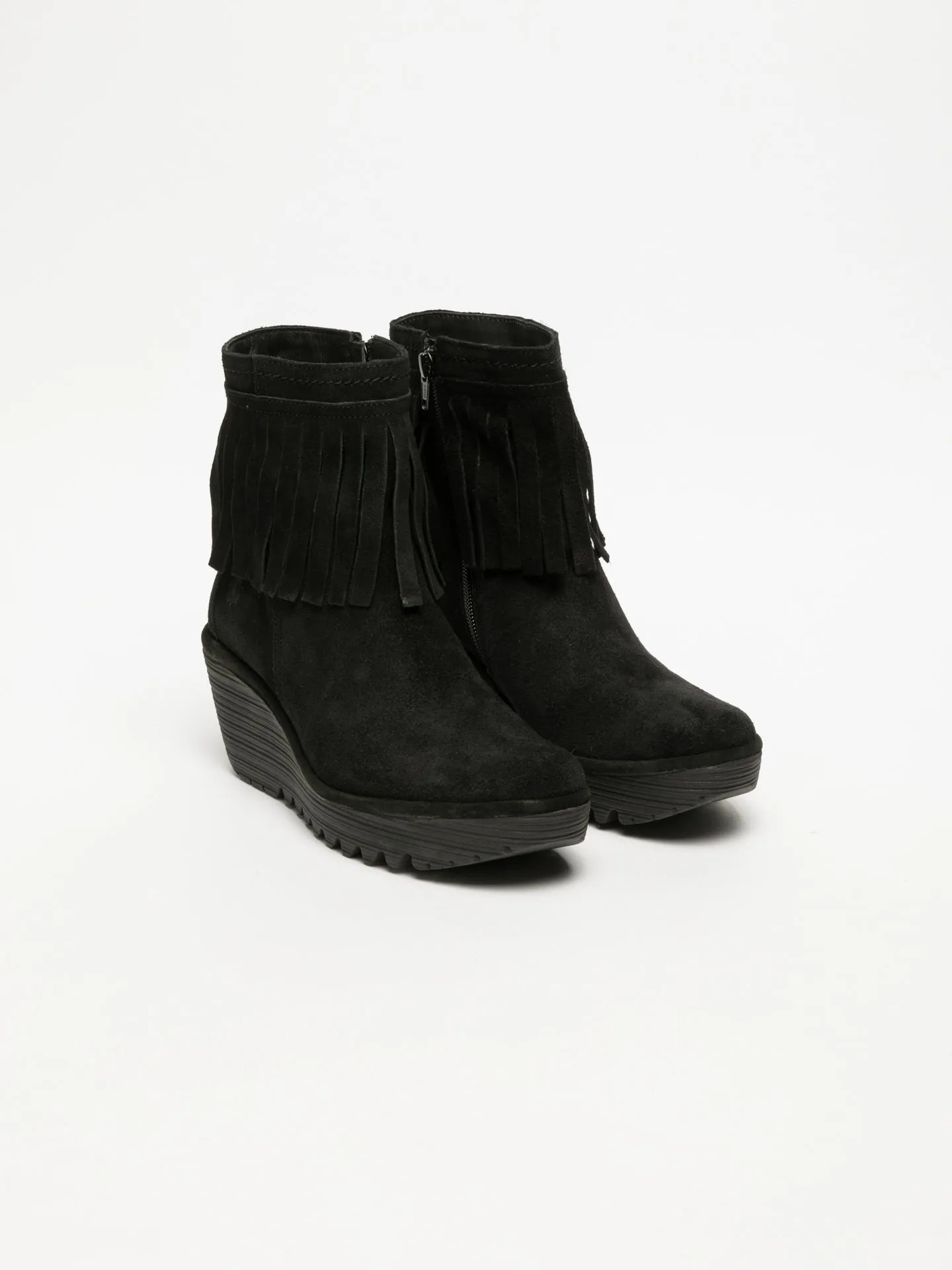 Black Fringed Ankle Boots