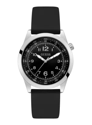 Black Silver Max Silicone Watch Guess
