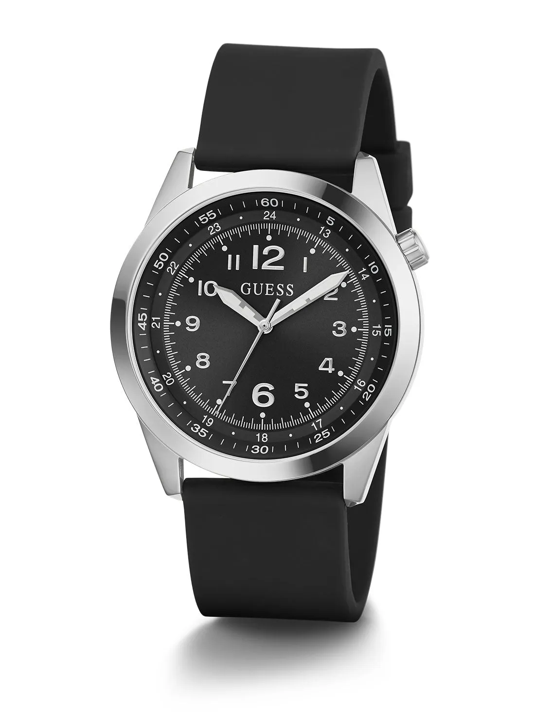Black Silver Max Silicone Watch Guess