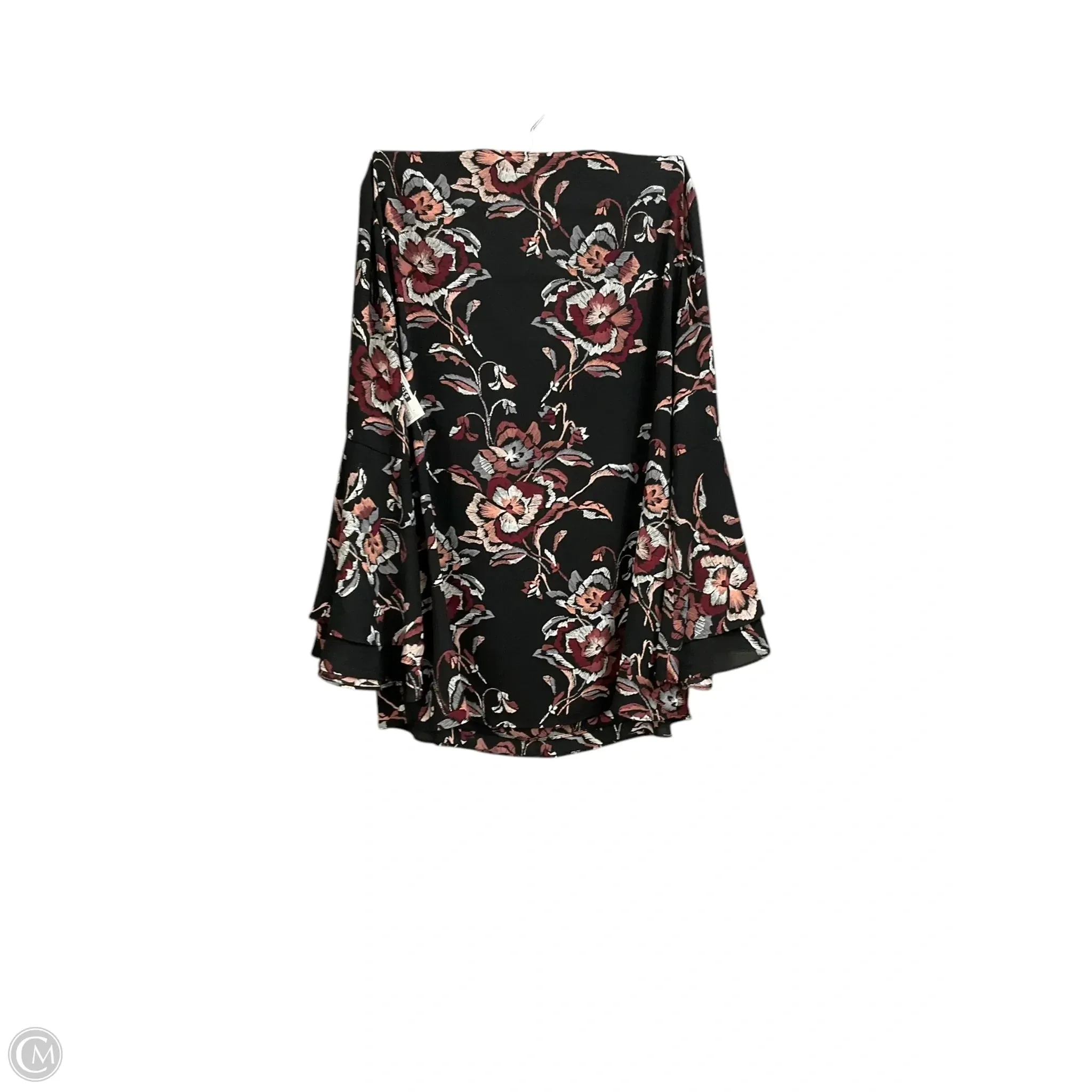 Blouse Long Sleeve By Alfani In Black & Pink, Size: L