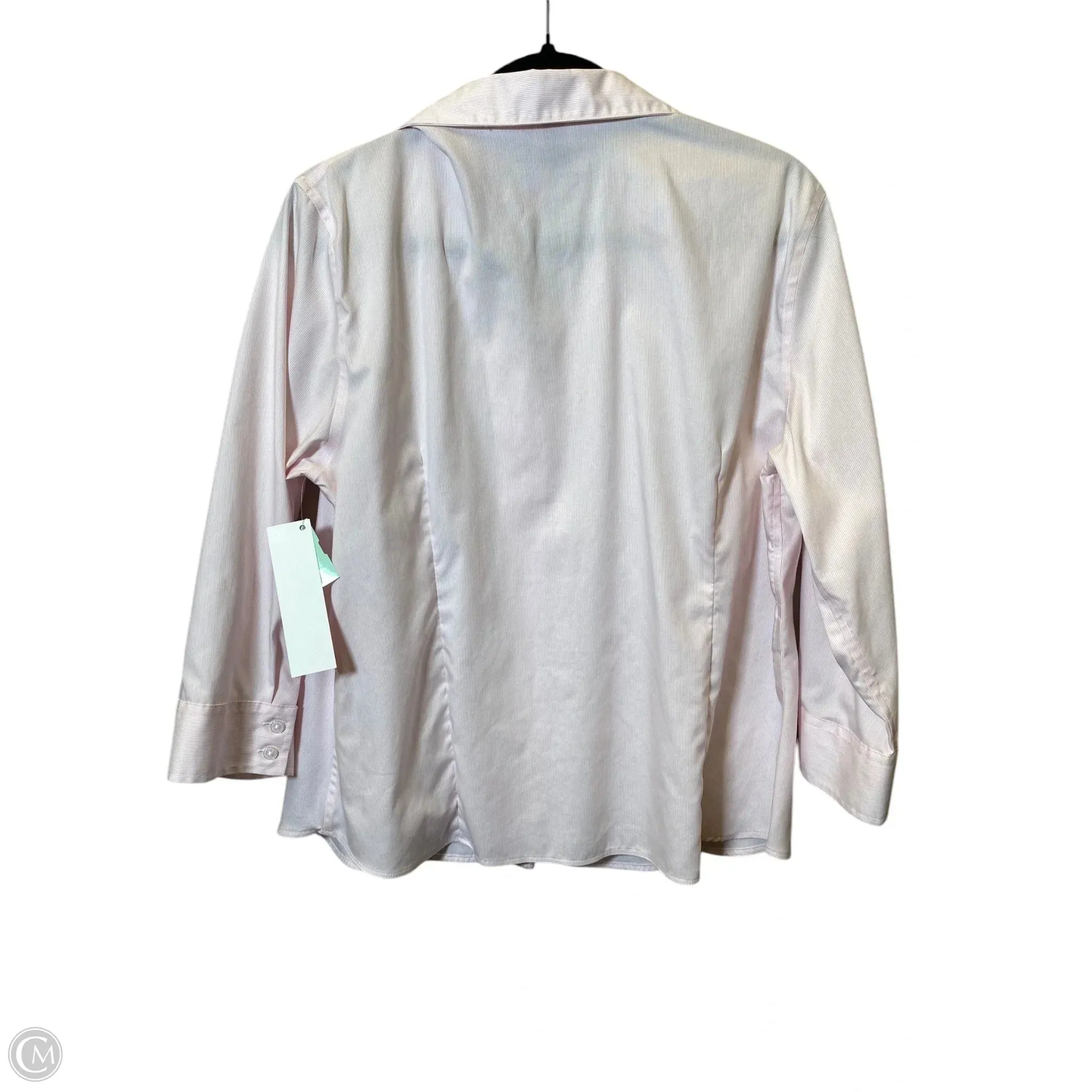 Blouse Long Sleeve By Anne Klein In Pink & White, Size: L
