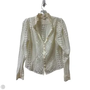 Blouse Long Sleeve By Anthropologie In Cream, Size: L