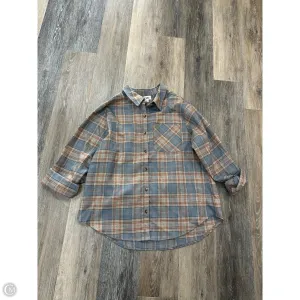 Blouse Long Sleeve By Bke In Plaid Pattern, Size: L