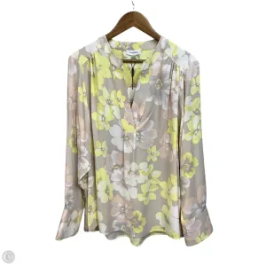 Blouse Long Sleeve By Calvin Klein In Floral Print, Size: 2x