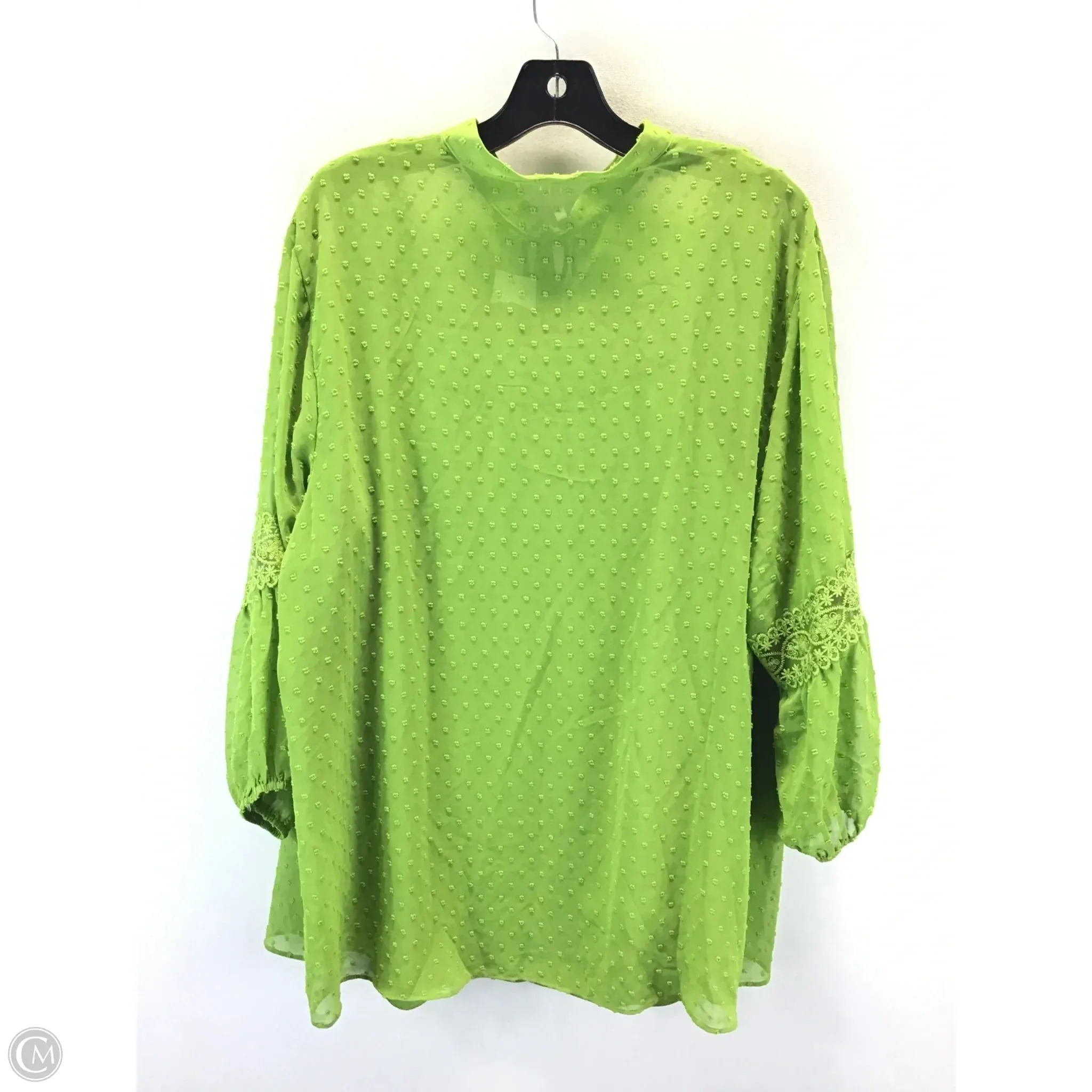 Blouse Long Sleeve By Cato In Green, Size: 1x