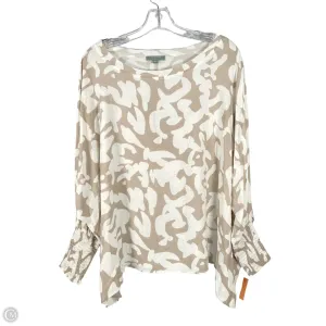 Blouse Long Sleeve By Clothes Mentor In Tan & White, Size: M