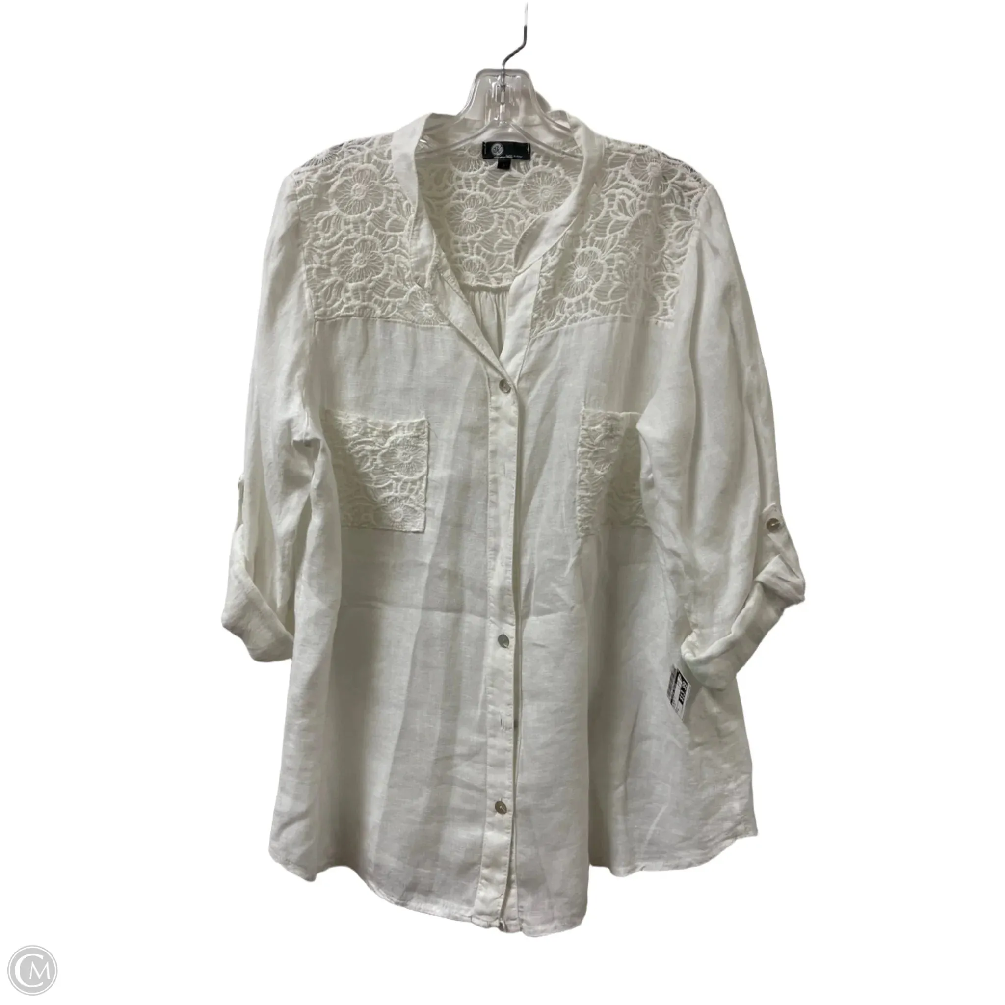 Blouse Long Sleeve By Clothes Mentor In White, Size: S