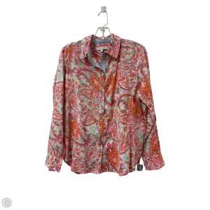 Blouse Long Sleeve By Foxcroft In Orange, Size: S