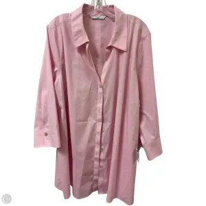 Blouse Long Sleeve By Foxcroft In Pink, Size: 3x