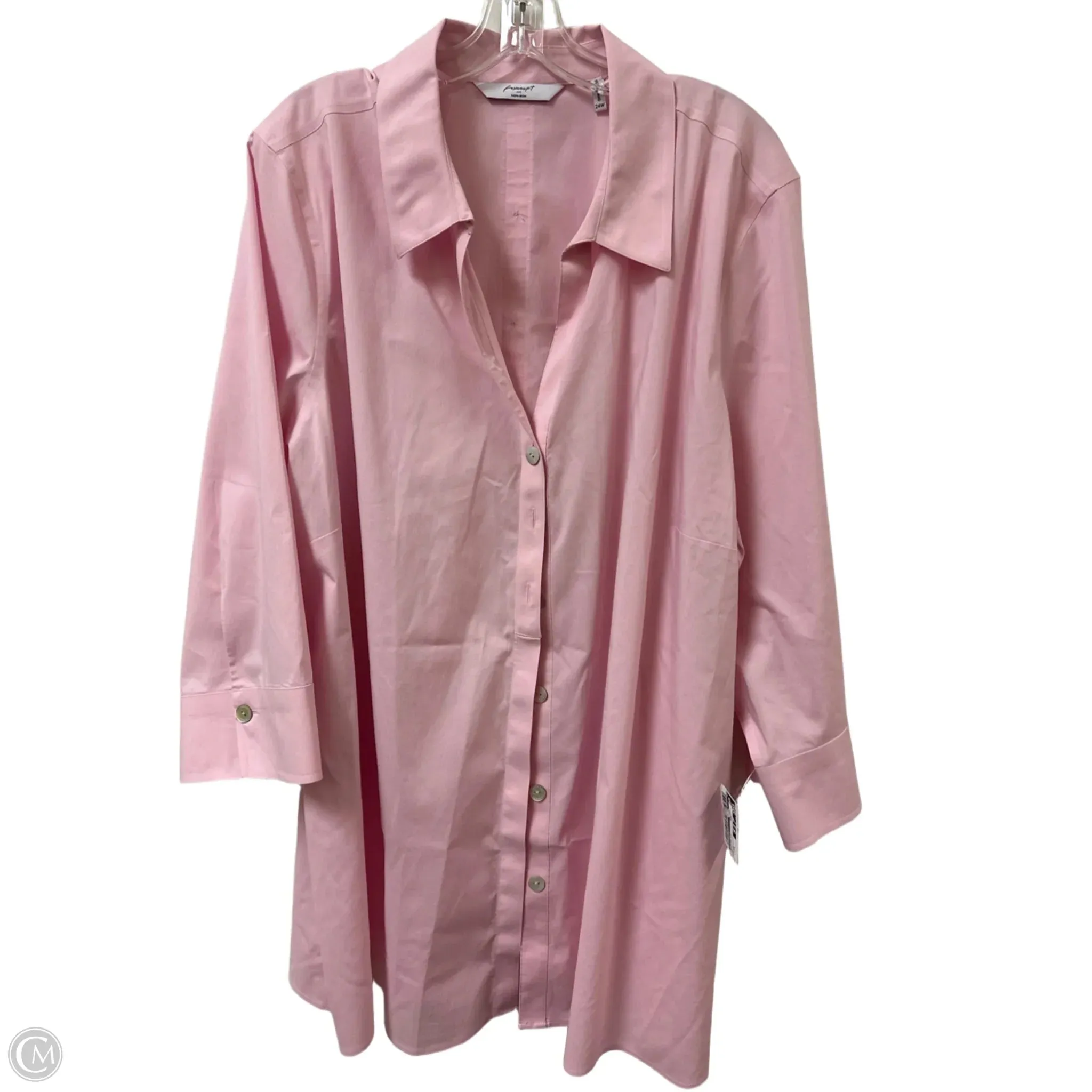 Blouse Long Sleeve By Foxcroft In Pink, Size: 3x