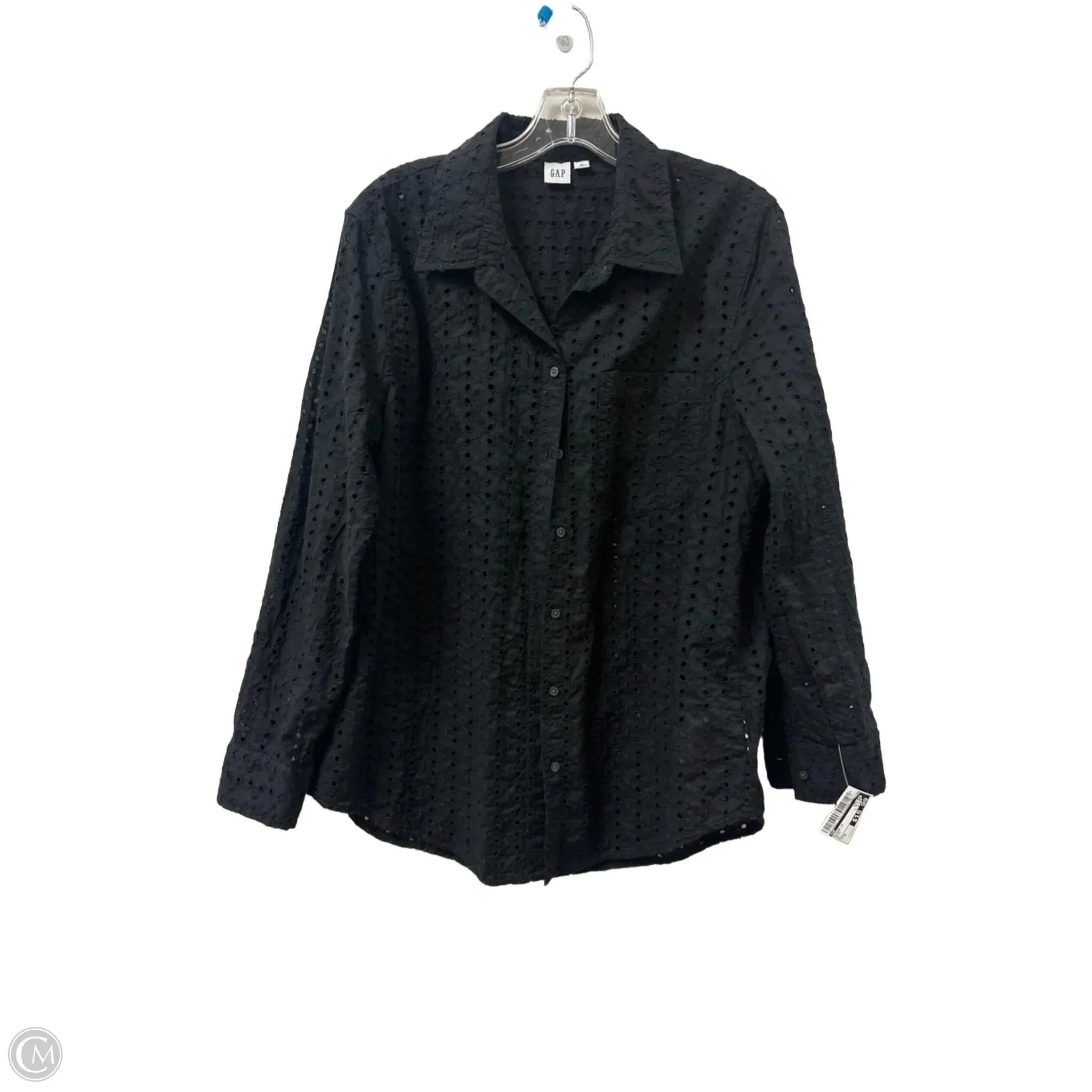 Blouse Long Sleeve By Gap In Black, Size: M
