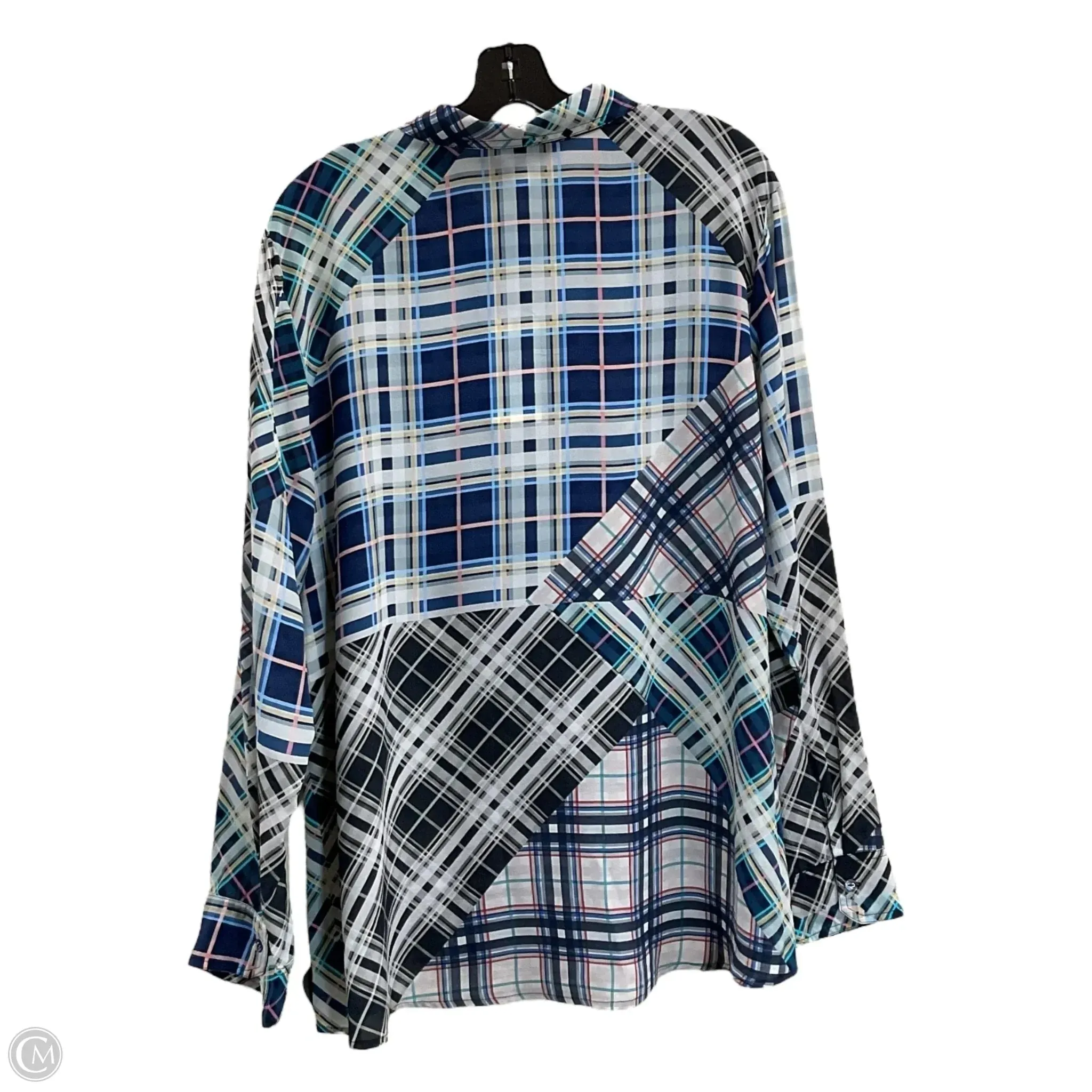 Blouse Long Sleeve By Johnny Was In Blue & Yellow, Size: Xl