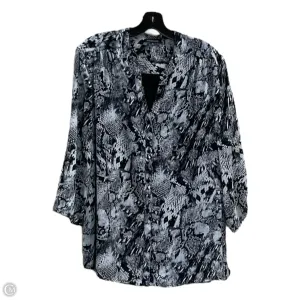 Blouse Long Sleeve By Notations In Black & White, Size: Xl