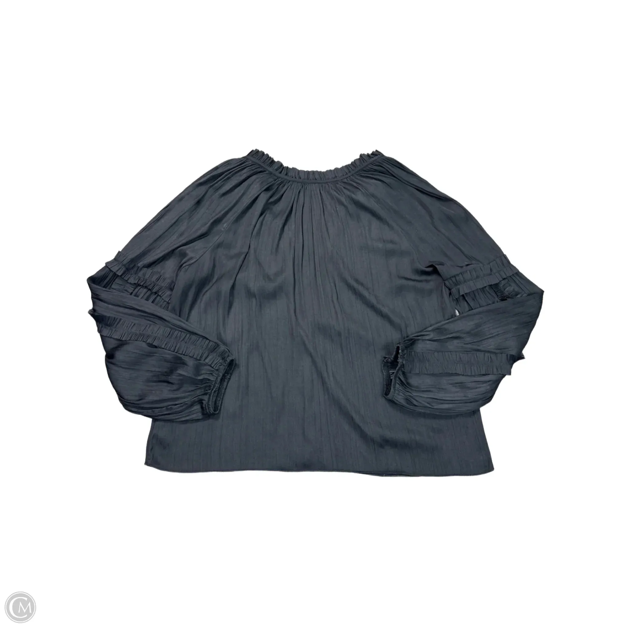 Blouse Long Sleeve By Roan & Ryan  In Grey, Size: S