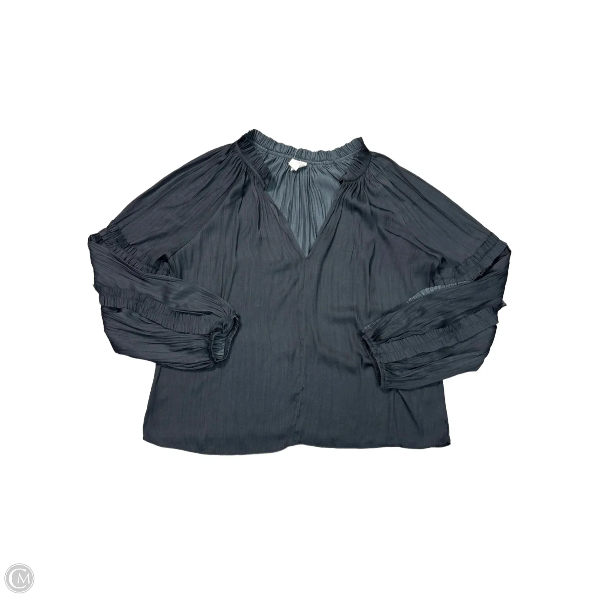 Blouse Long Sleeve By Roan & Ryan  In Grey, Size: S