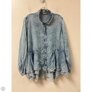 Blouse Long Sleeve By True Craft In Blue, Size: 3x