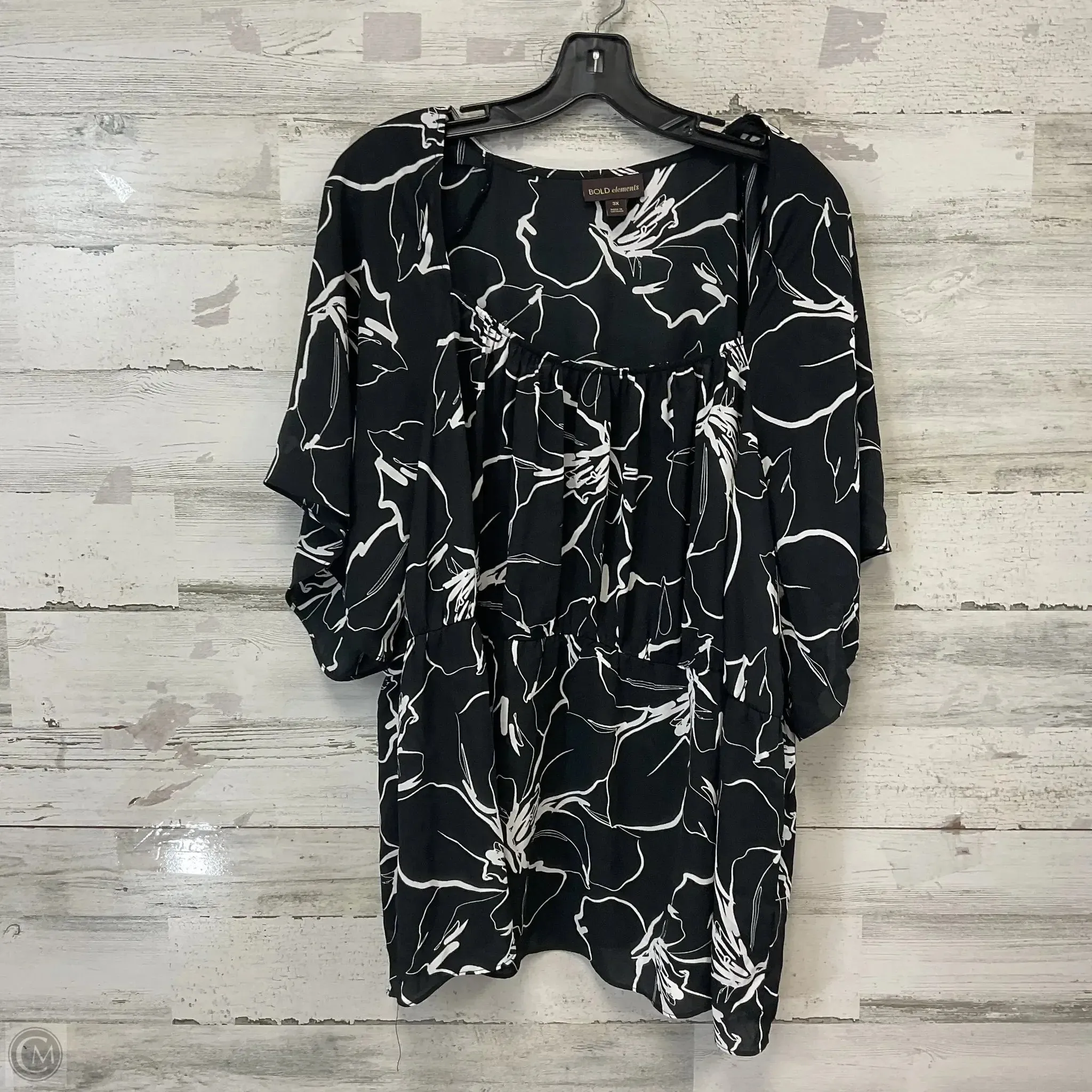 Blouse Short Sleeve By Bold Elements In Black, Size: 3x