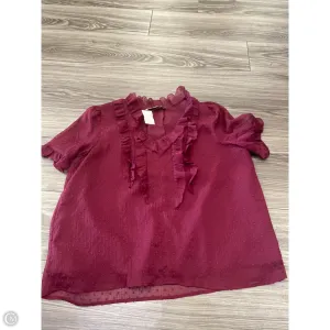 Blouse Short Sleeve By Loft In Maroon, Size: L