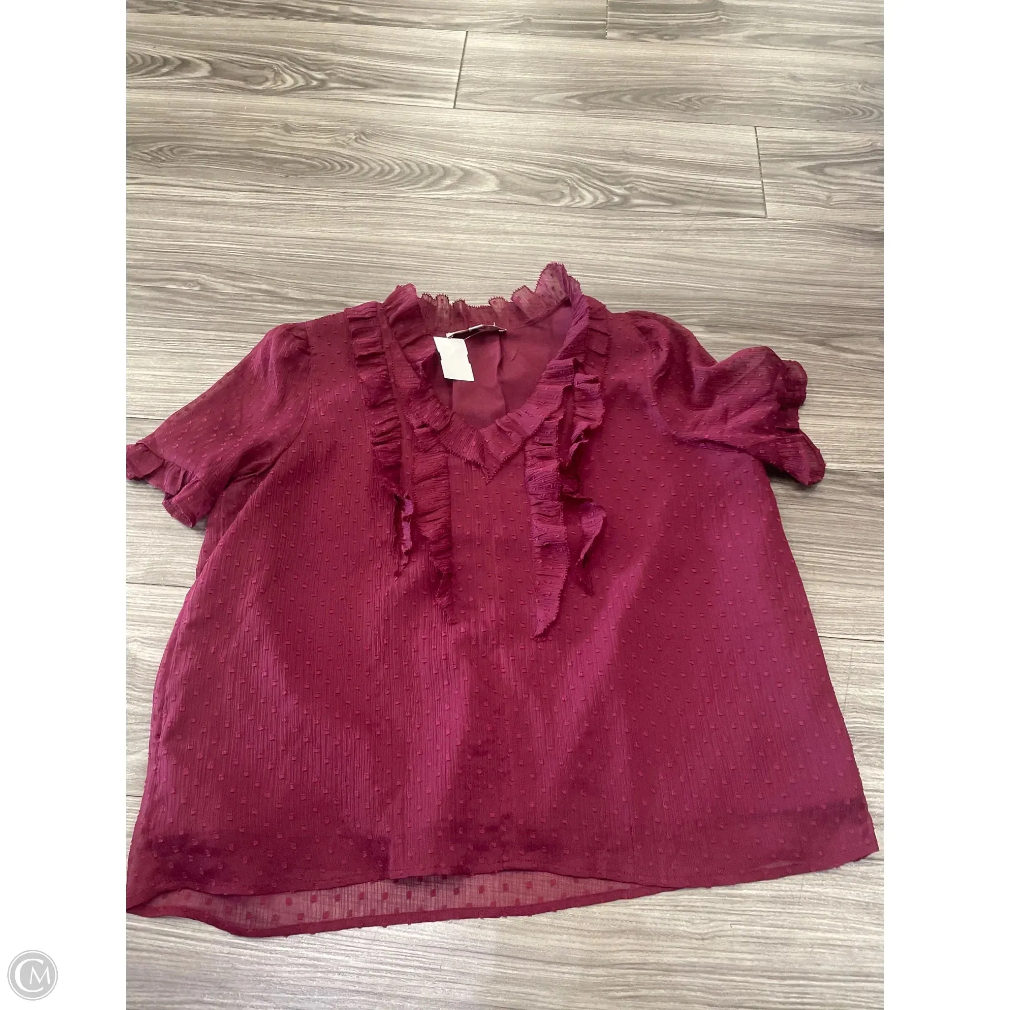Blouse Short Sleeve By Loft In Maroon, Size: L
