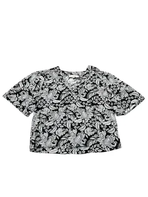 Blouse Ss By Loft In Black & White, Size:L