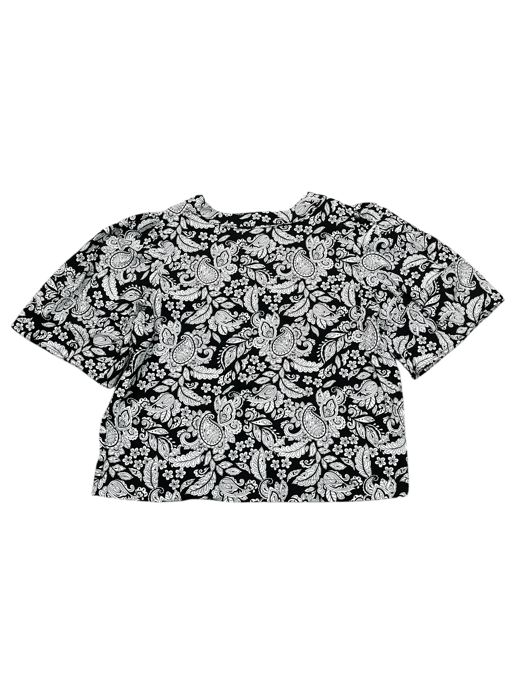 Blouse Ss By Loft In Black & White, Size:L