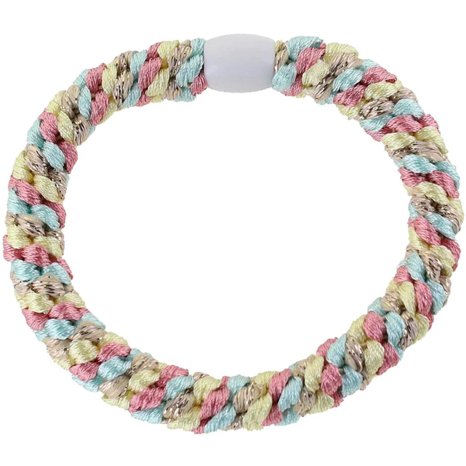Bow's by Str Braided Hair Elastic - Multi Light Blue/Pink/Beige Glitter 6-pack
