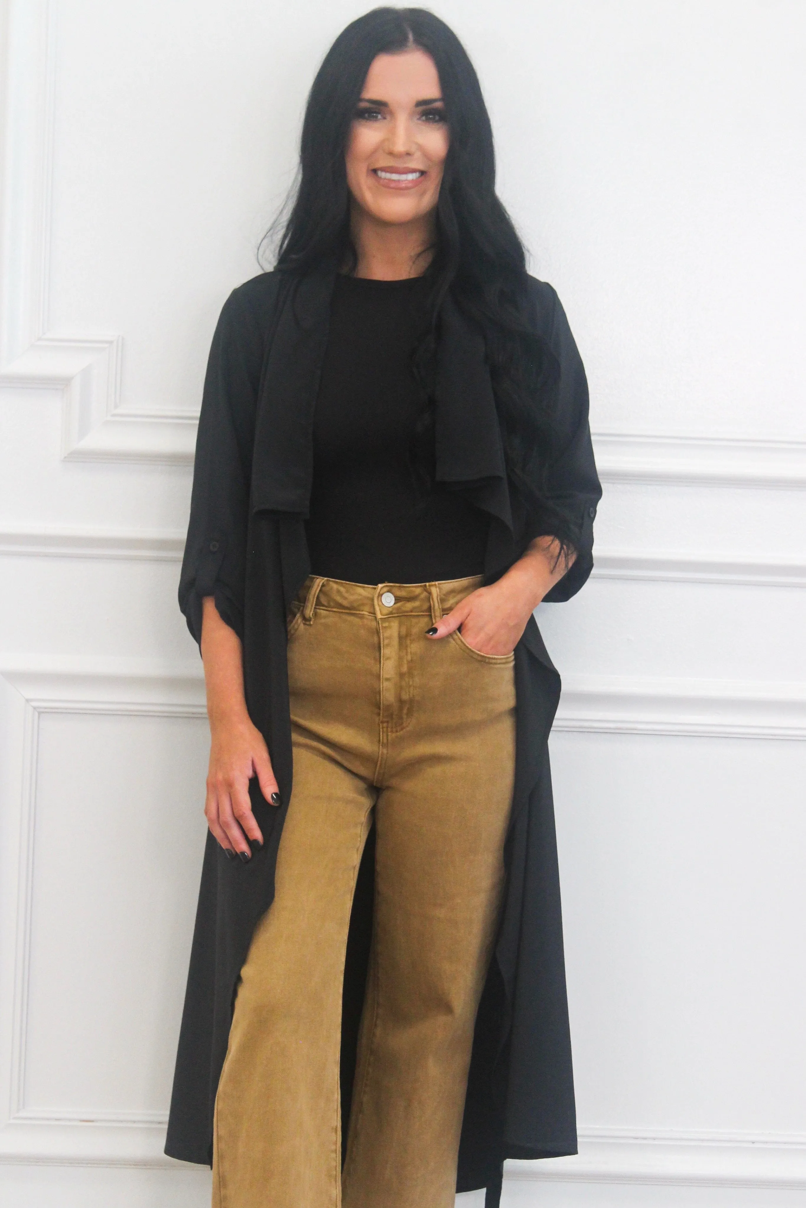 Calm and Cool Lightweight Duster Jacket: Black