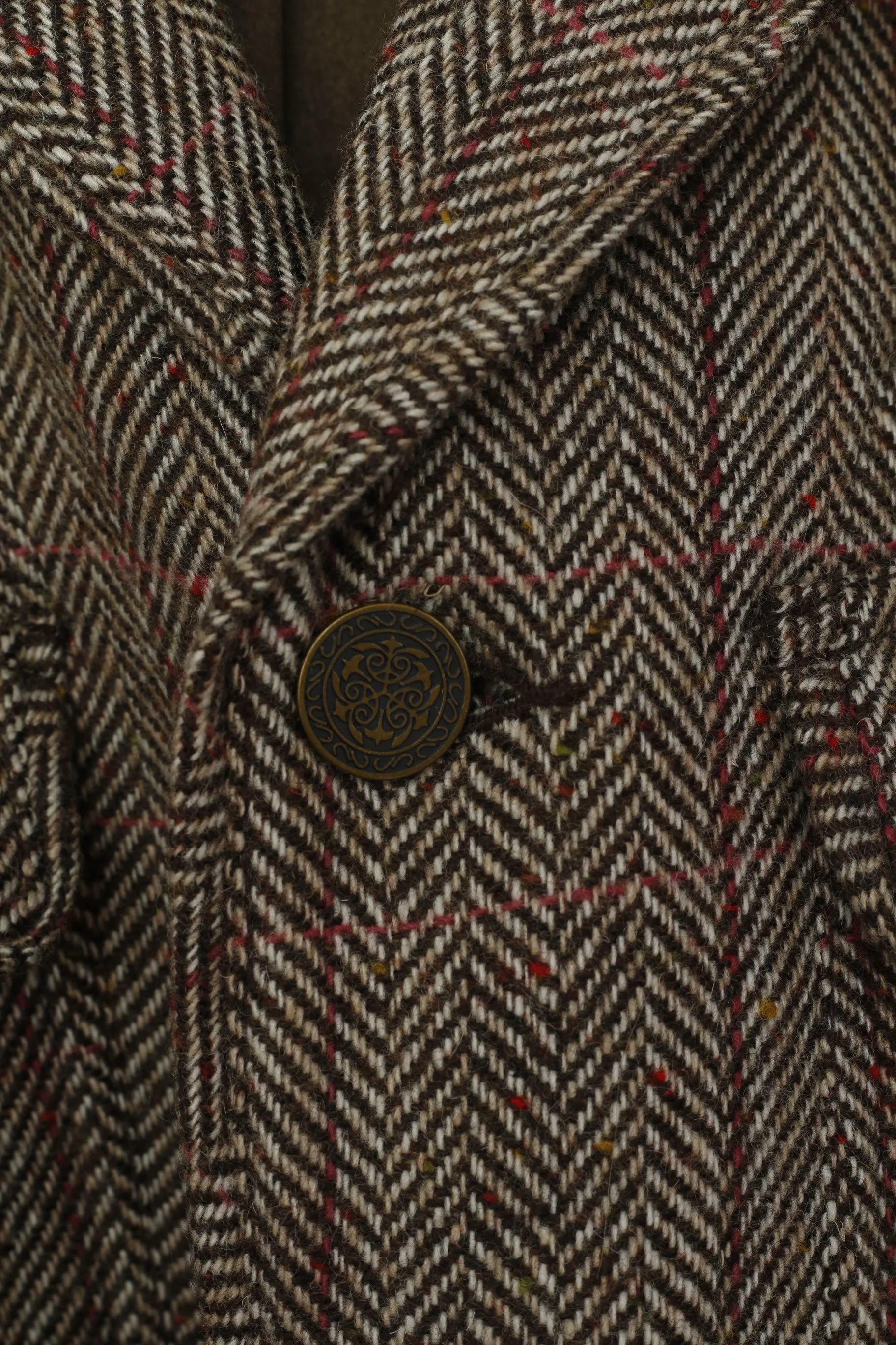 Calvin Klein Jeans Men XL Jacket Brown Wool Herringbone Soft Single Breasted Blazer Top
