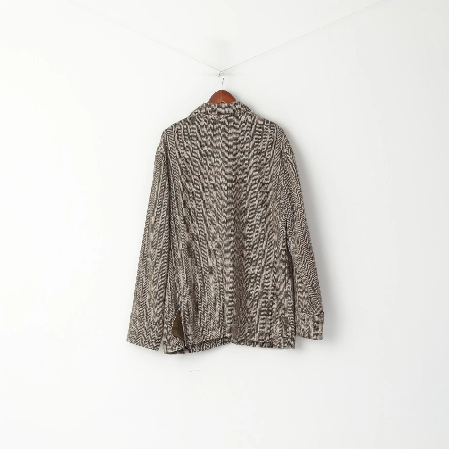 Calvin Klein Jeans Men XL Jacket Brown Wool Herringbone Soft Single Breasted Blazer Top