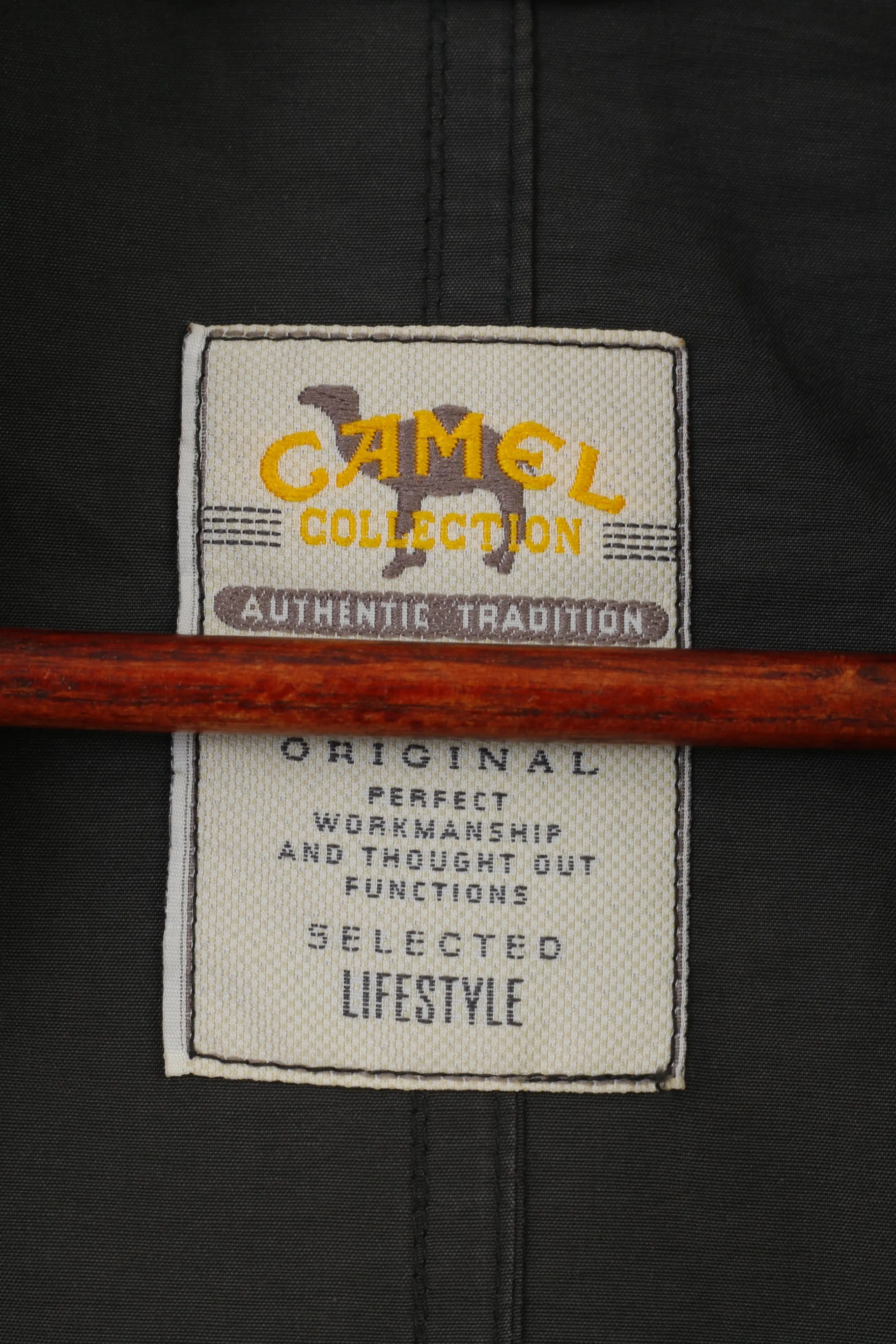 Camel Men 50 XL Jacket Khaki Cotton Vintage Outdoor  Double Zipper Retractable Hood Tradition Top