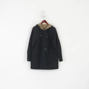 C&A Women 12 38 M Coat Black Lightweight Full Zip Hooded Vintage Casual Top