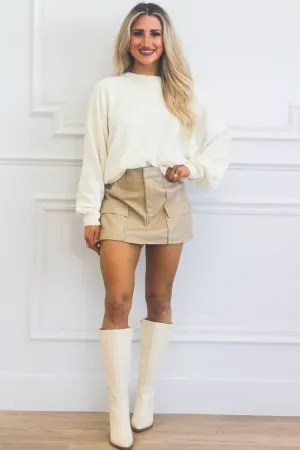 Classic Staple Chenille Sweater: Cream