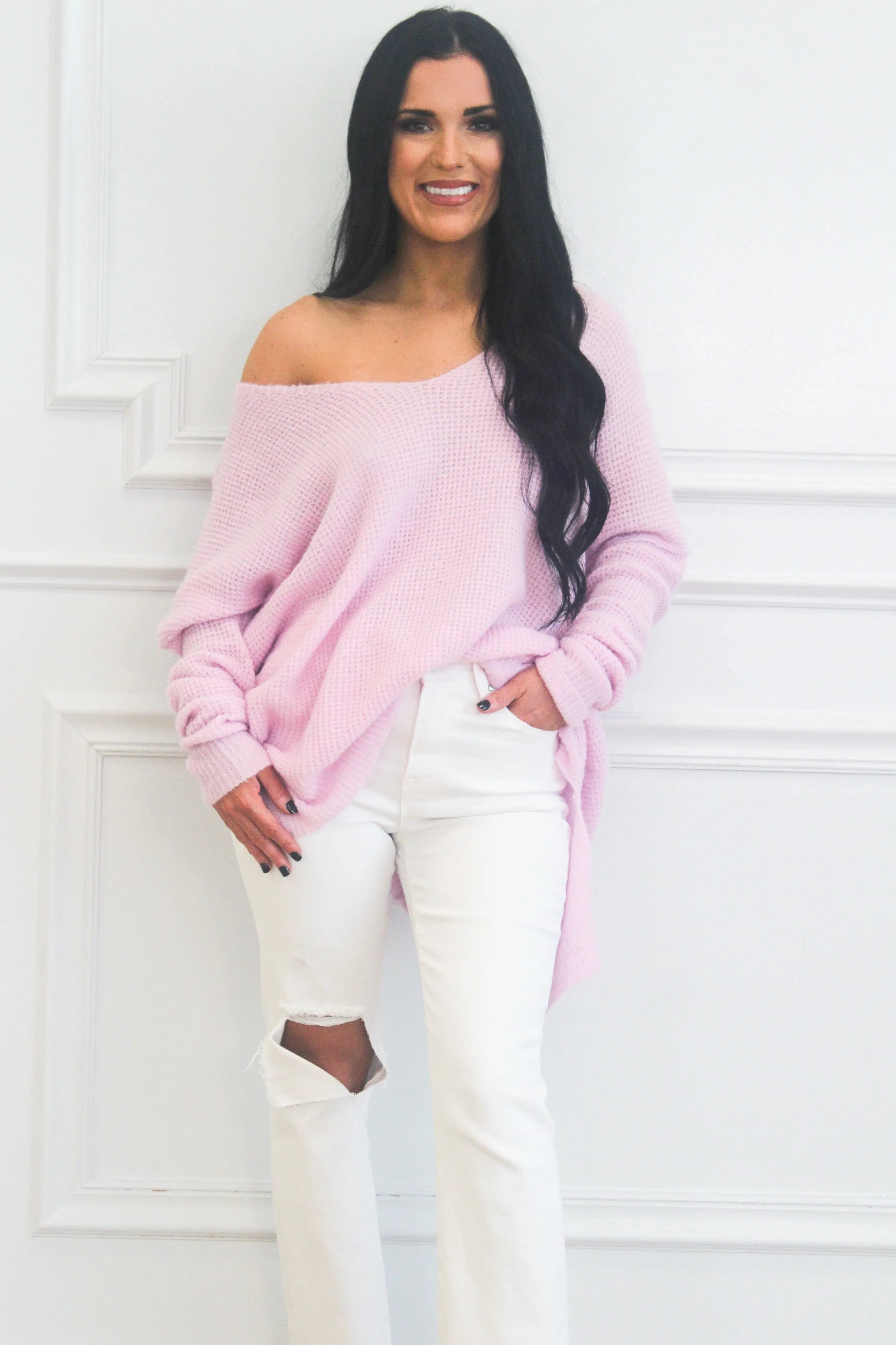 Closet Staple Oversized Lightweight Sweater: Lavender