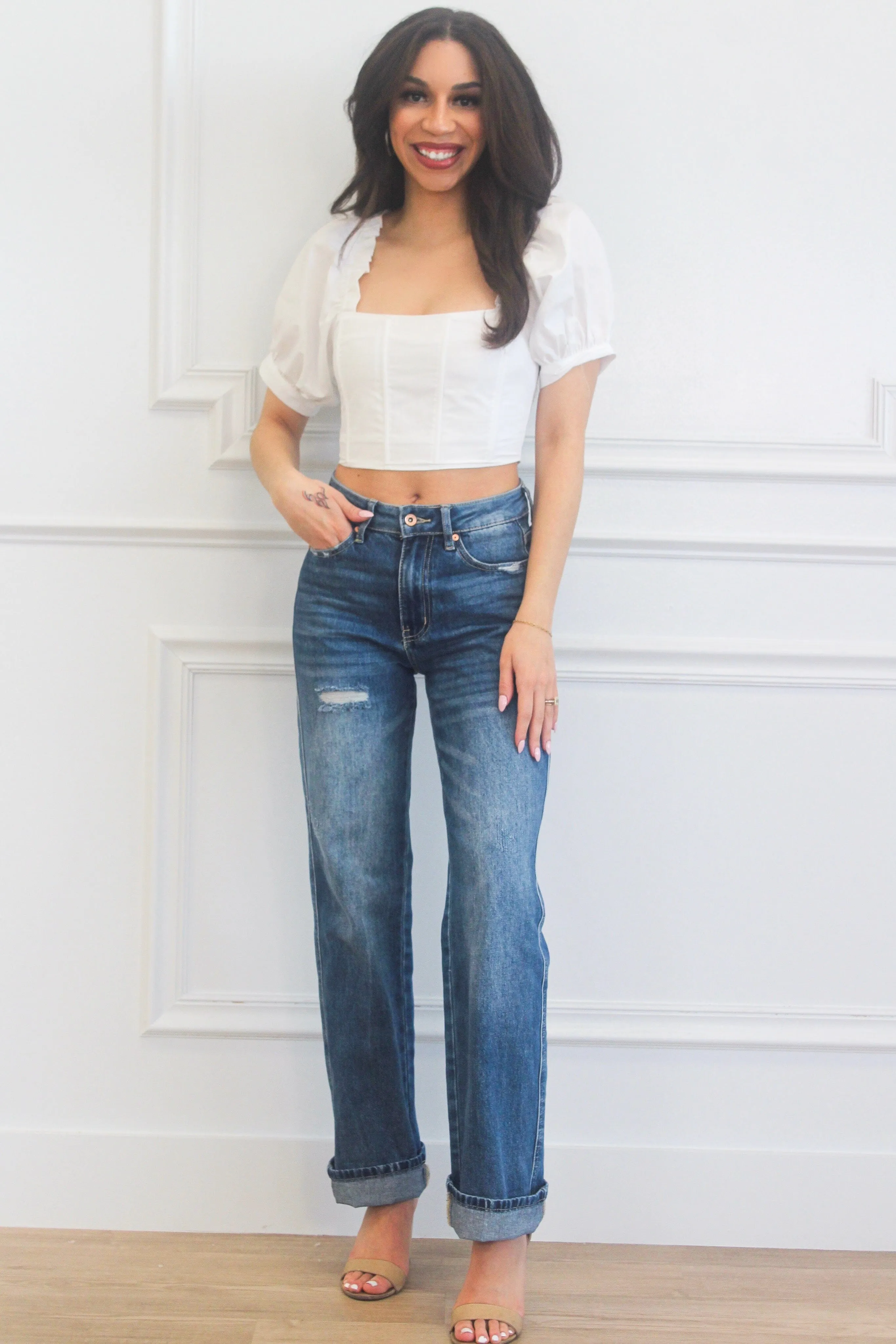 Dani Square Neck Bustier Crop Top: White